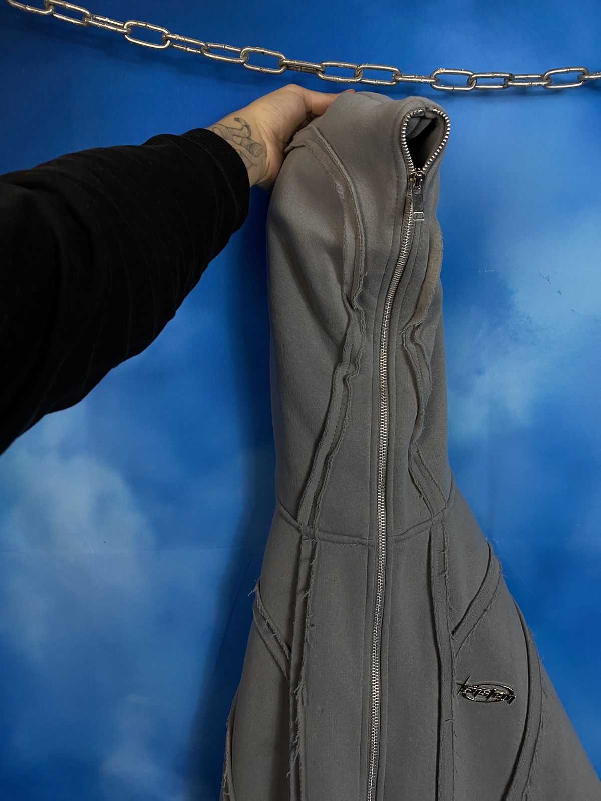 Japanese Brand × Vintage 🔥 DISTORTION FULL ZIP HOODIE Y2K RICK OWENS STYLE Size US M / EU 48-50 / 2 - 9 Thumbnail