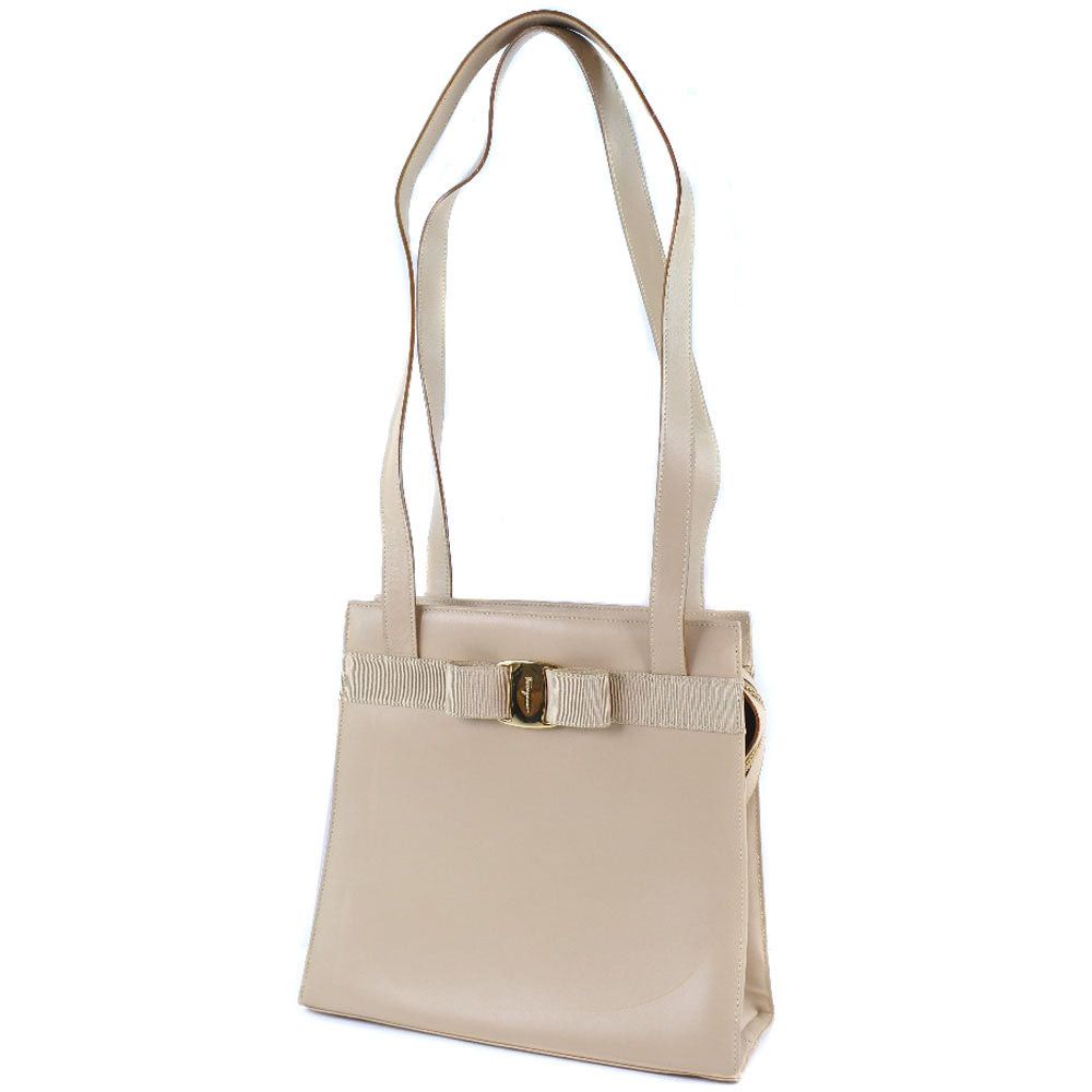Salvatore Ferragamo Vara Beige Leather Handbag (Pre-Owned) Size ONE SIZE - 1 Thumbnail