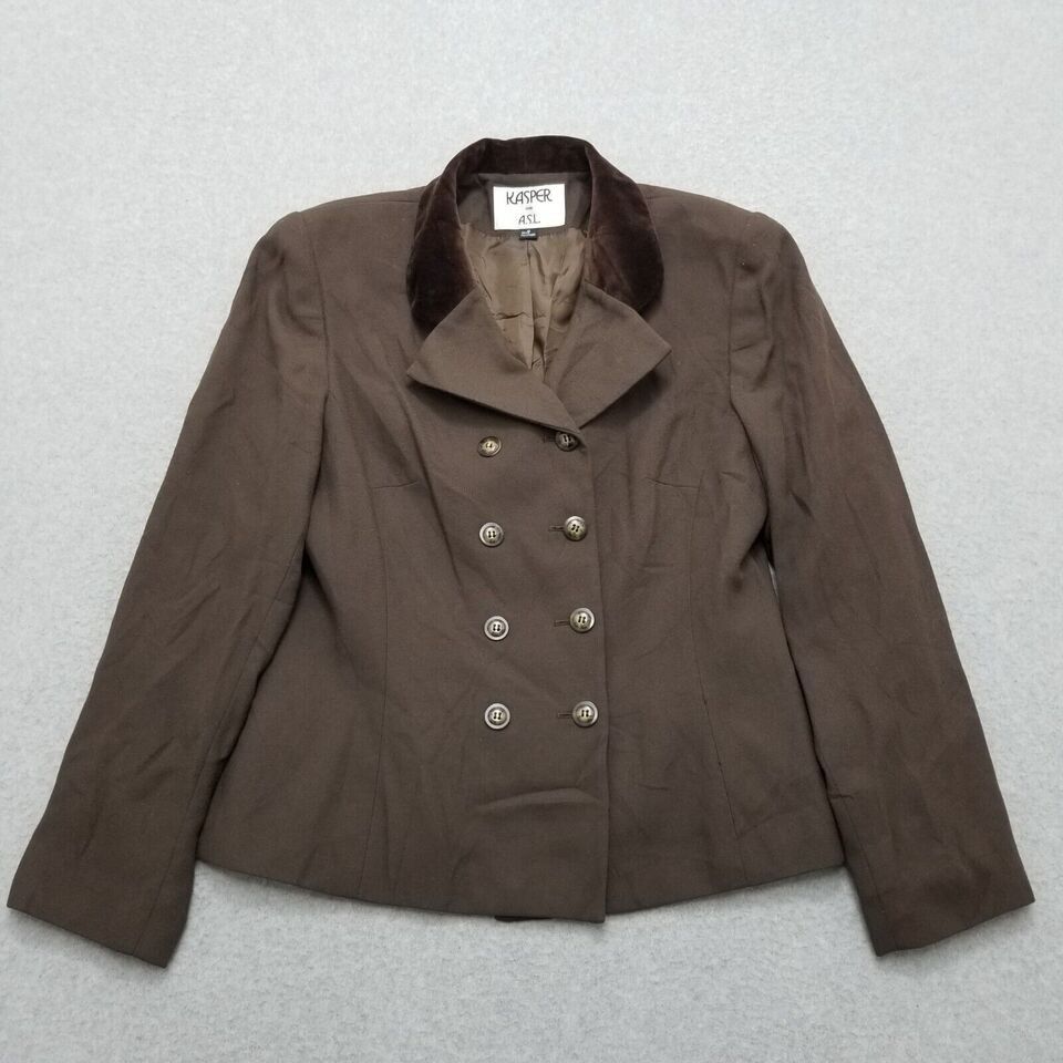 Kasper Kasper Blazer Jacket Womens 8 Brown Pockets Buttons Size M / US 6-8 / IT 42-44 - 1 Thumbnail