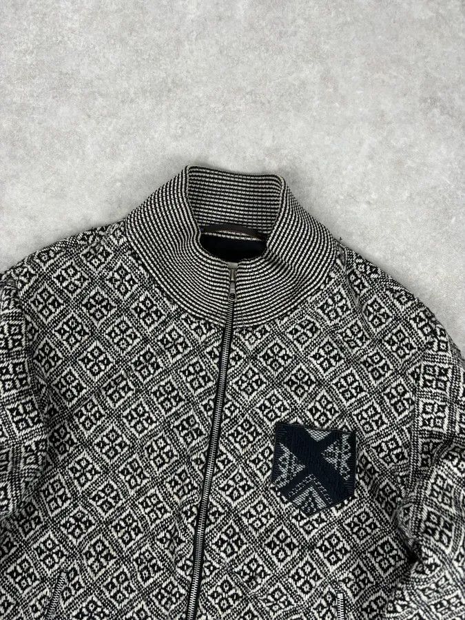 Dries Van Noten Dries Van Noten Grey Wool Jacquard Zip-up Jacket Size US L / EU 52-54 / 3 - 4 Thumbnail