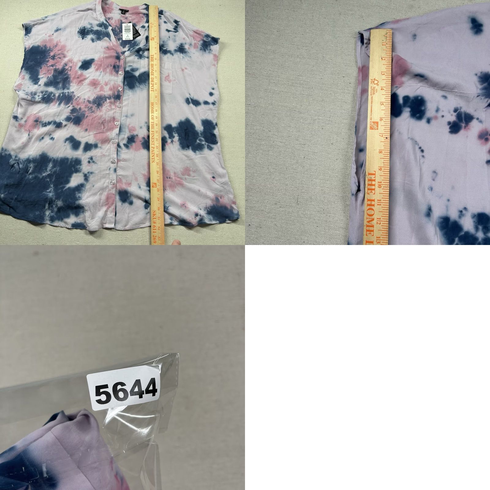 Torrid Torrid Top Womens 3X Button-Up Rayon Tie-Dye Challis Lightweight Plus Shirt Womens Short Sleeve V-Neck Geometric Pattern Multicolor Size XXL / US 16-18 / IT 52-54 - 8 Thumbnail