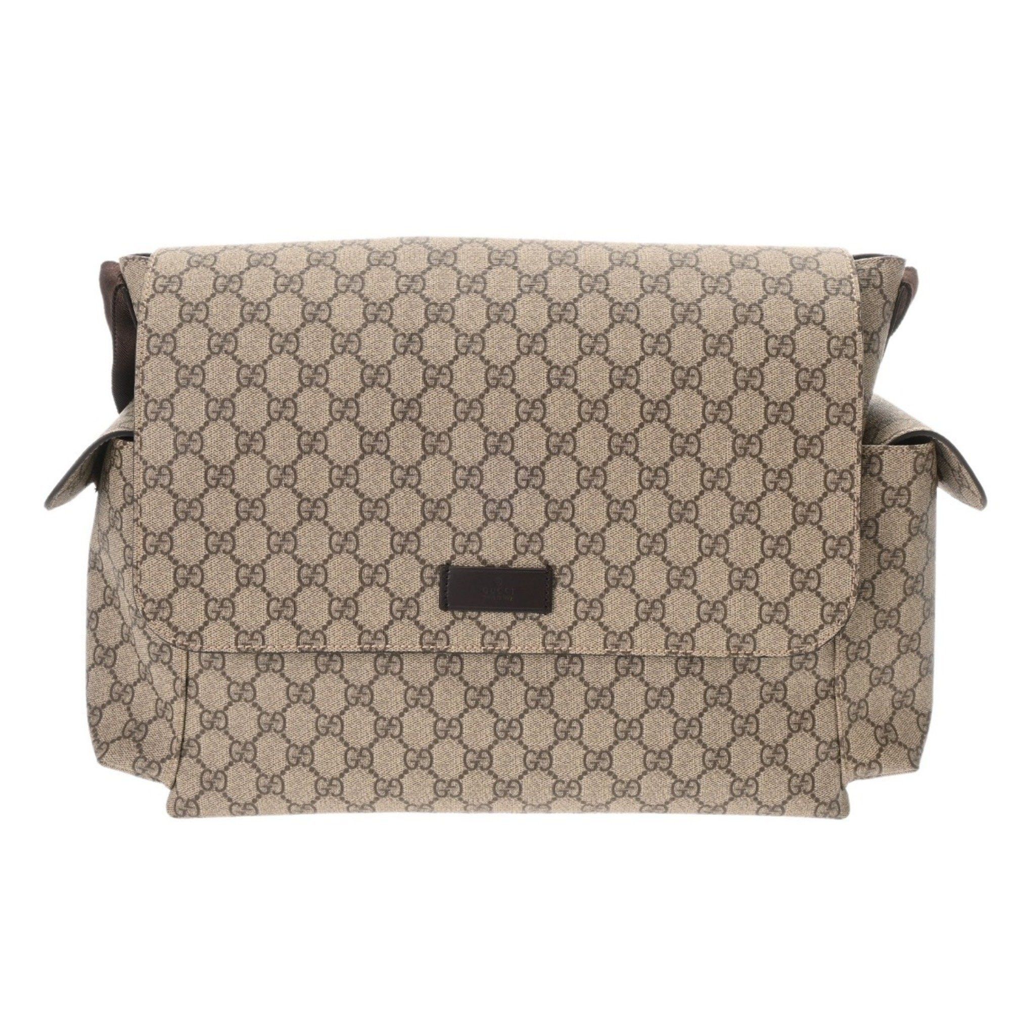Gucci GG Supreme Mother's Bag Beige 211131 Women's Pvc Leather Shoulder Like New