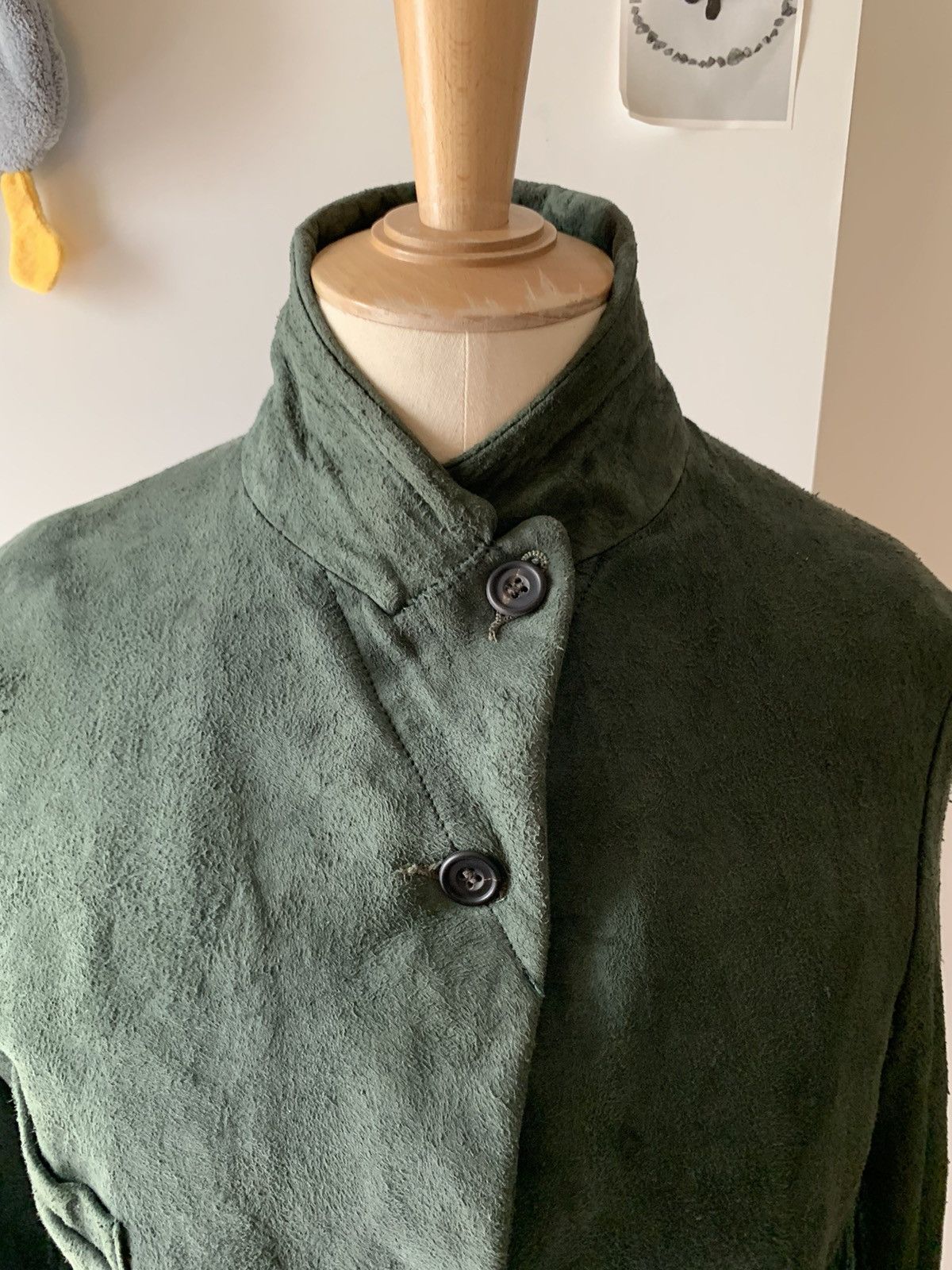 Paul Harnden Shoemakers Paul Harnden Moss Green Leather Blazer Size 44S - 3 Thumbnail