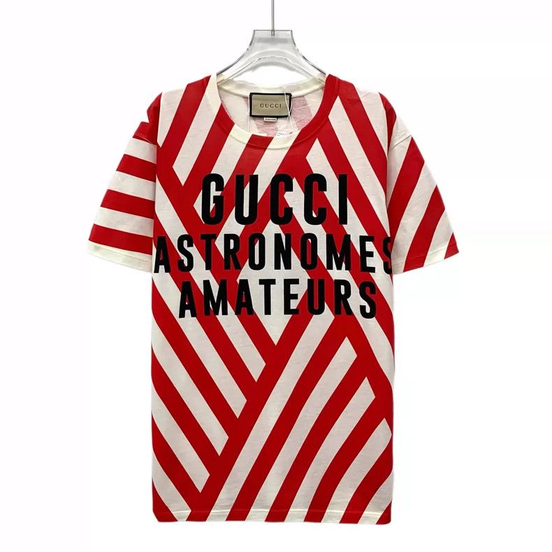 Gucci Gucci Red Striped Cotton Crew Neck T-Shirt Size US S / EU 44-46 / 1 - 1 Thumbnail