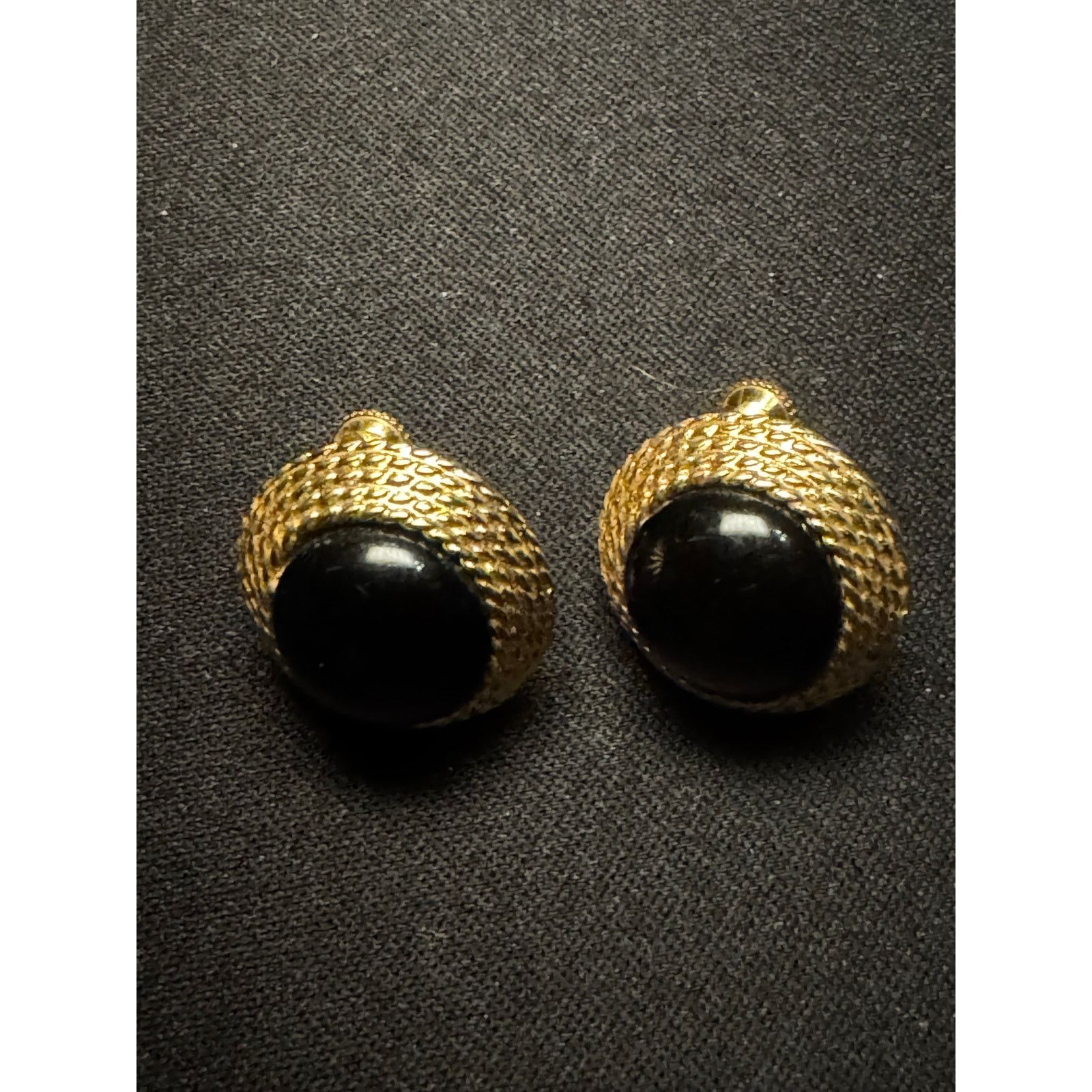 Other Vintage Napier Black Enamel Gold Tone Screw Back Earrings Size ONE SIZE - 2 Thumbnail