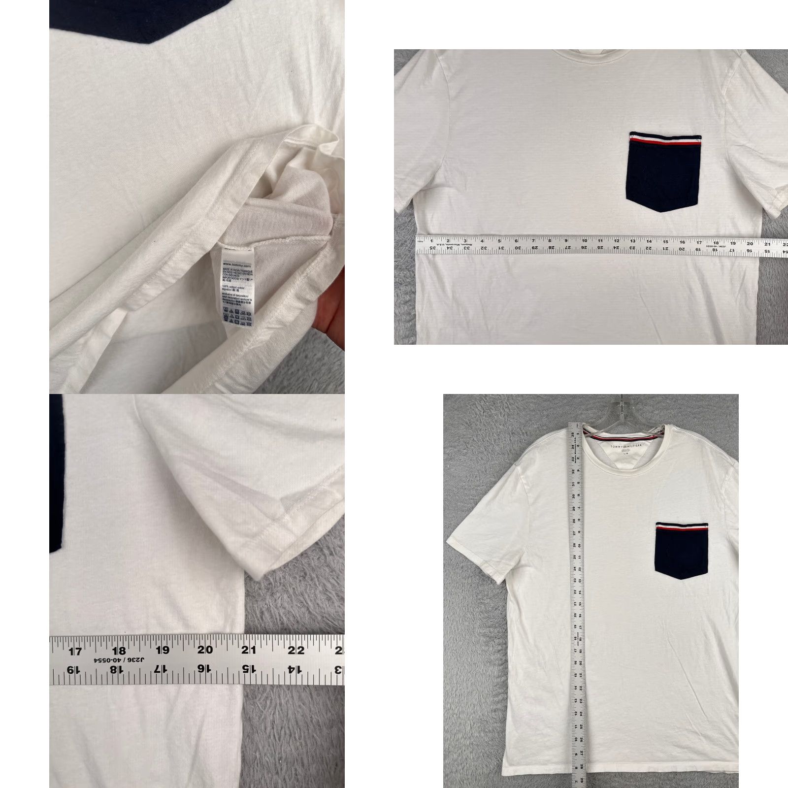 Tommy Hilfiger Tommy Hilfiger Shirt Men L White Short Sleeve Crew Neck Pocket Cotton Embroidered Logo American Mens Size US L / EU 52-54 / 3 - 8 Thumbnail
