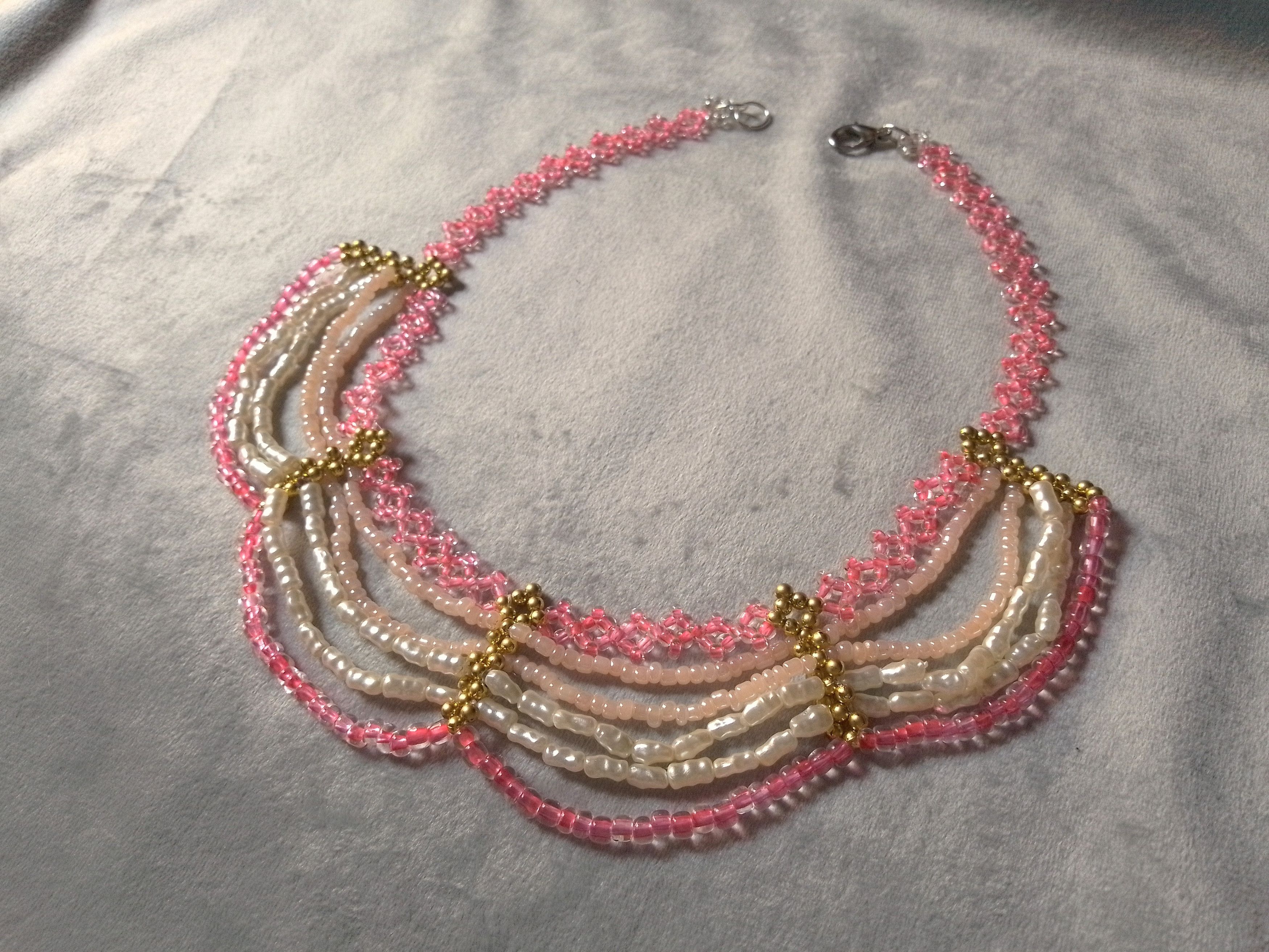 Handmade Necklace/Collar Pink Elegant Fresh Water Pearls Size ONE SIZE - 3 Thumbnail