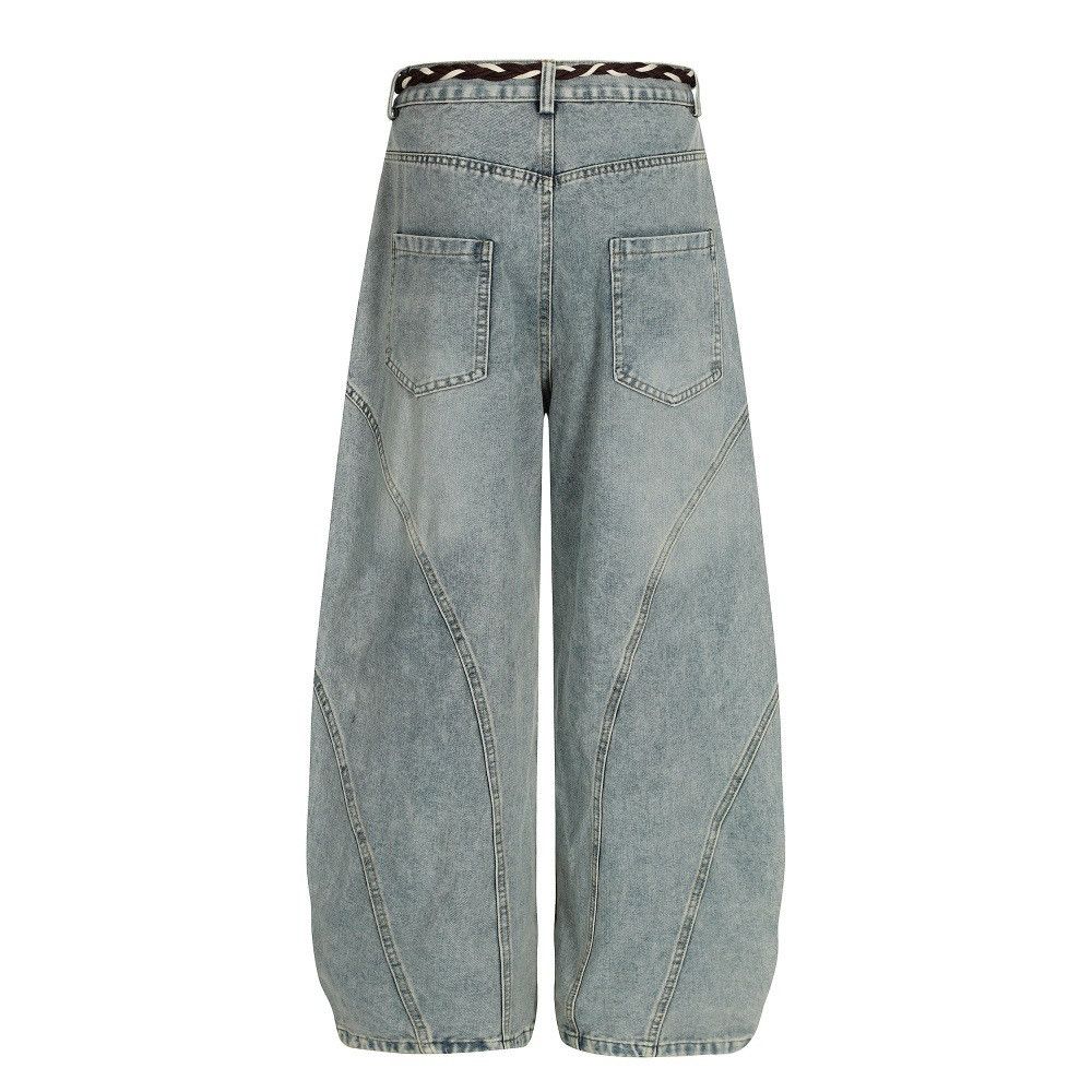 Jean American waistband washed distressed wide-leg scimitar jeans Size US 34 / EU 50 - 2 Thumbnail