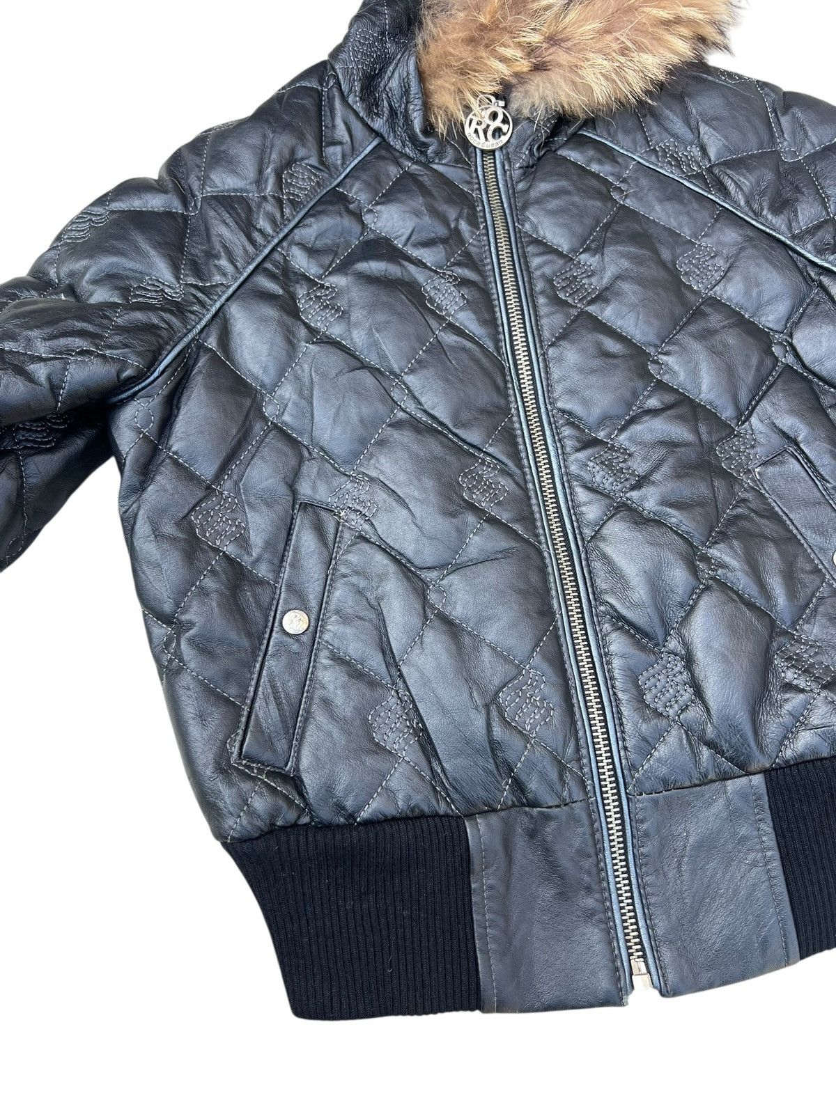 Rocawear Vintage Y2K Rocawear Quilt Crop Down Leather Jacket Real Fur Size US S / EU 44-46 / 1 - 8 Thumbnail