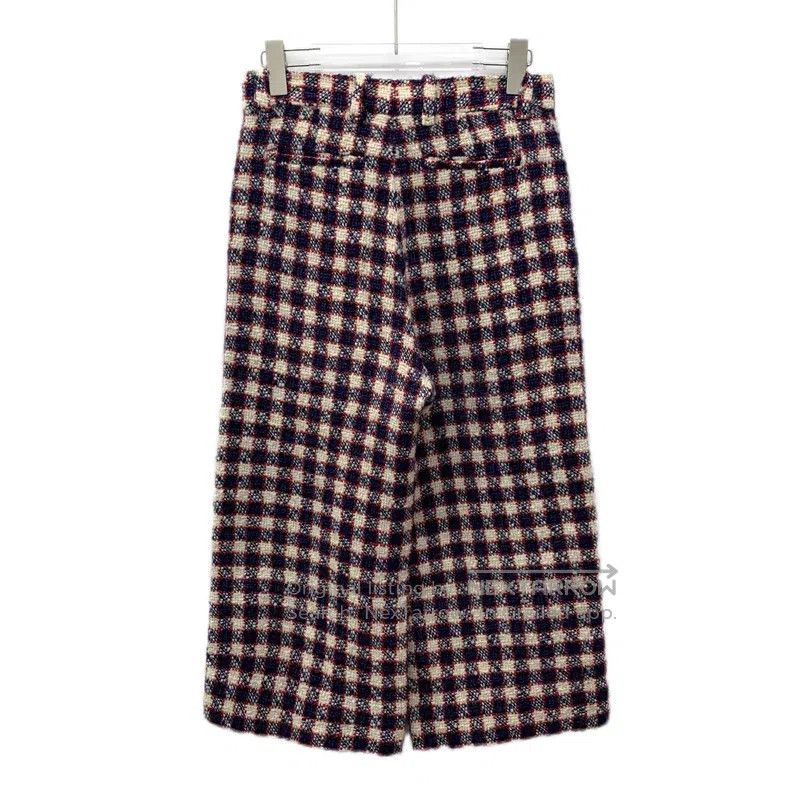 Gucci Gucci Colour-blocked plaid wool braided casual wide-leg tr Size 26" / US 2 / IT 38 - 2 Thumbnail