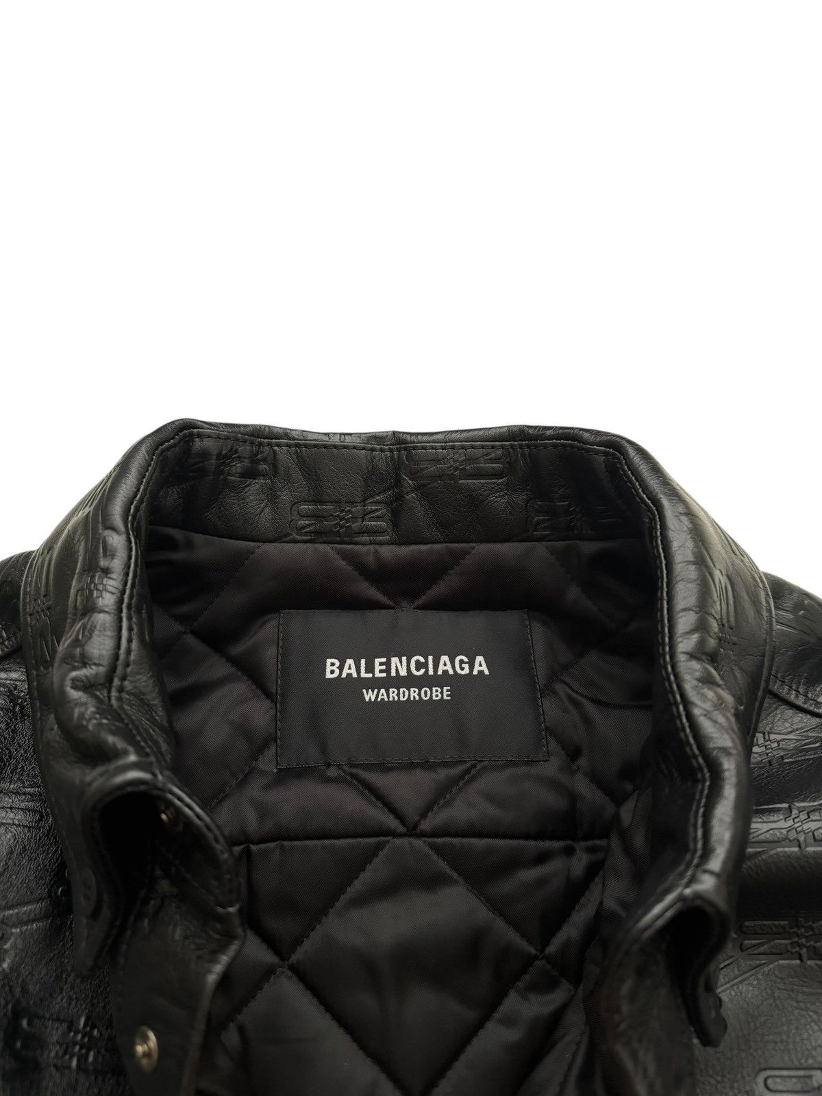 Balenciaga $6,900 Leather Debossed Logo Over Shirt Size US M / EU 48-50 / 2 - 5 Thumbnail