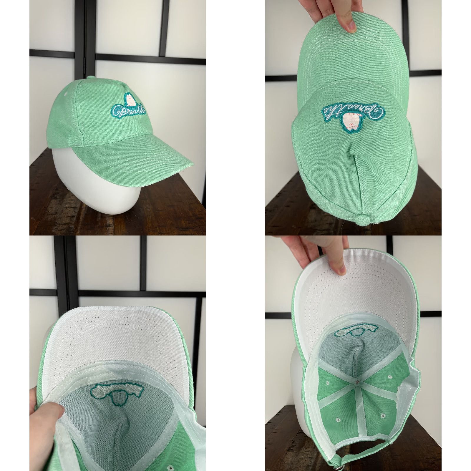 Vintage Pusheen Hat Cap Strap Back Womens One Size Mint Green 100% Polyester Size ONE SIZE - 8 Thumbnail