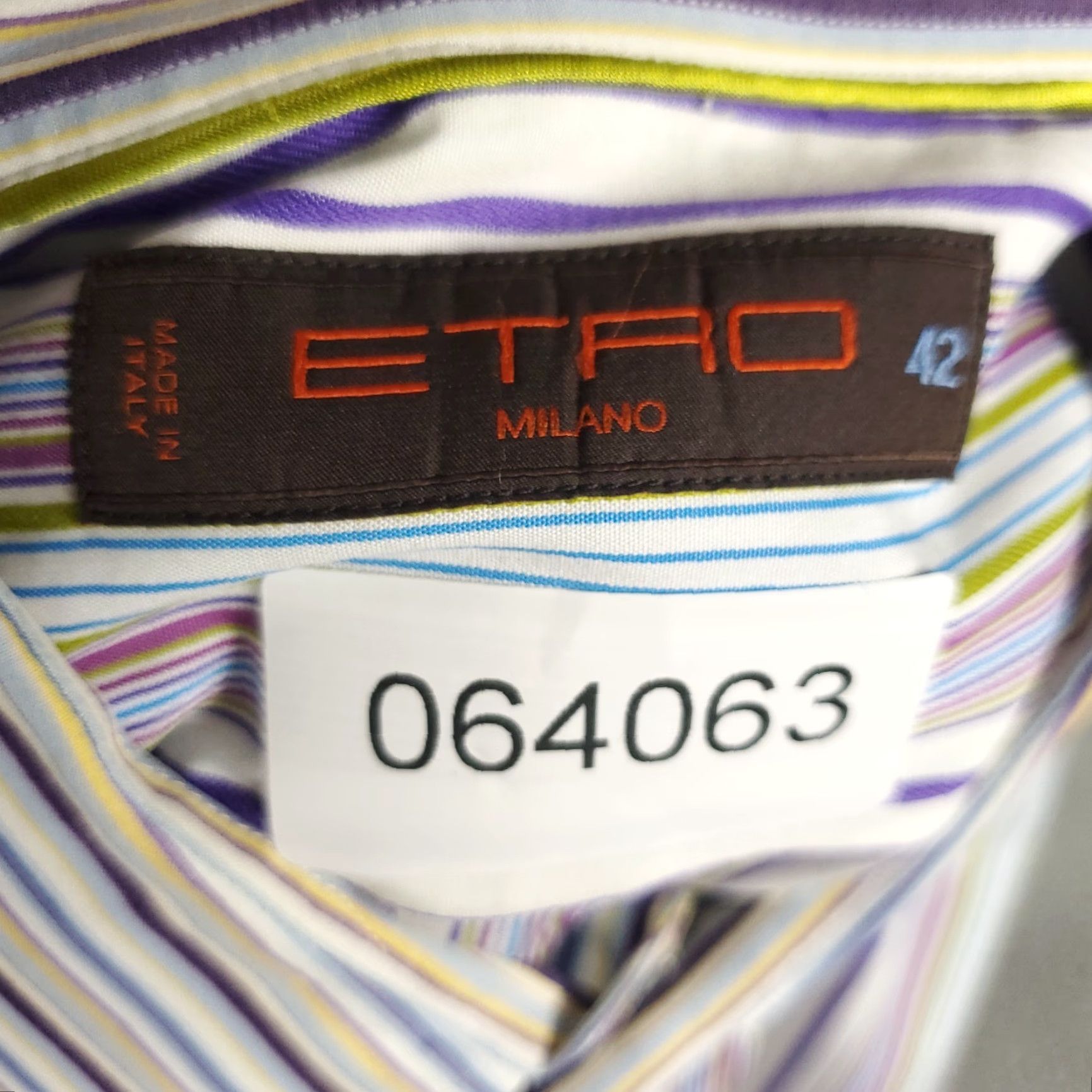 Etro ETRO Button-Up Shirt Men's Size 42 Striped Blue Purple Cotton Long Sleeve Made in Italy Size US XL / EU 56 / 4 - 8 Thumbnail