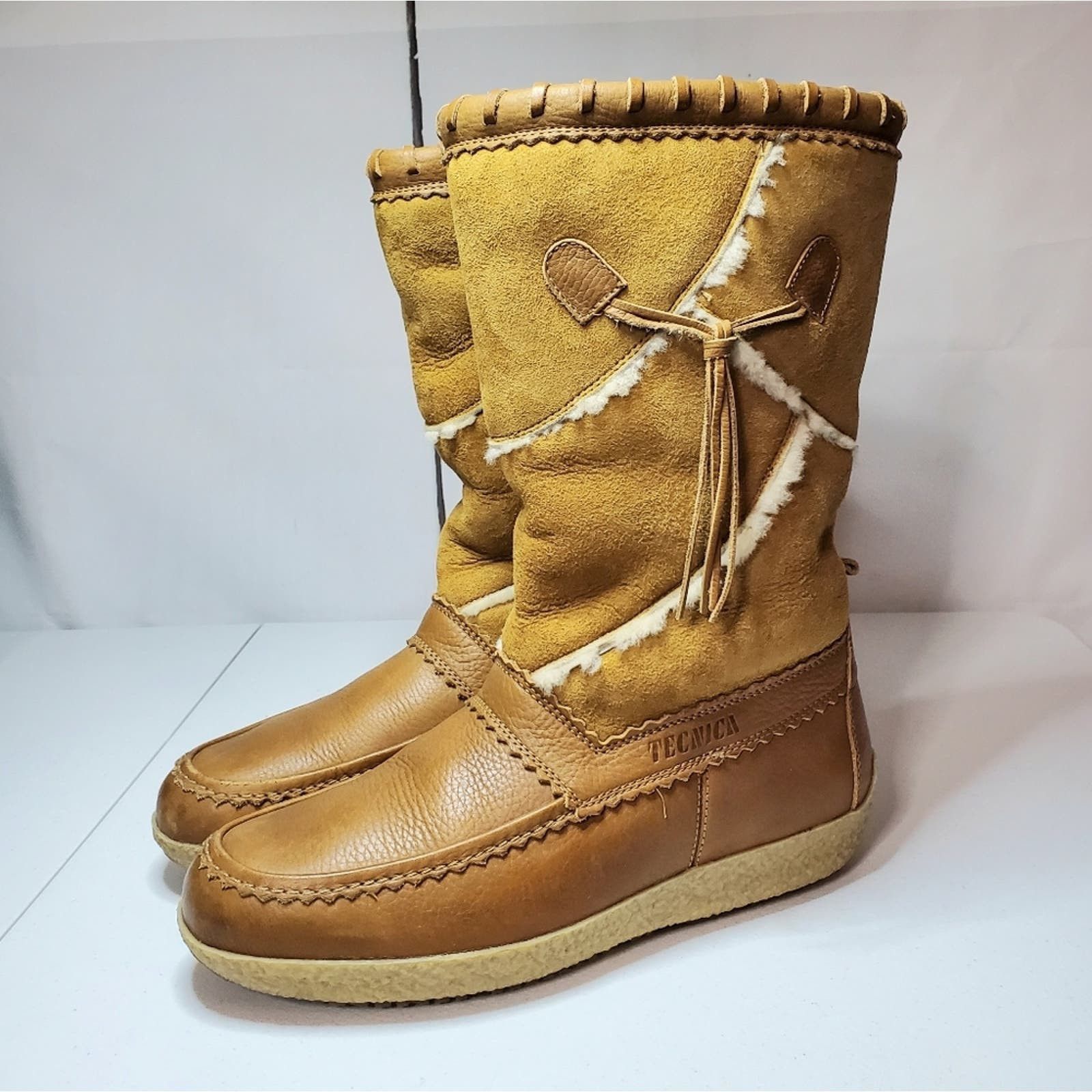 image of Designer Tecnica Skandia Suede Leather Combo Winter Boots Unisex in Tan, Men's (Size 13)