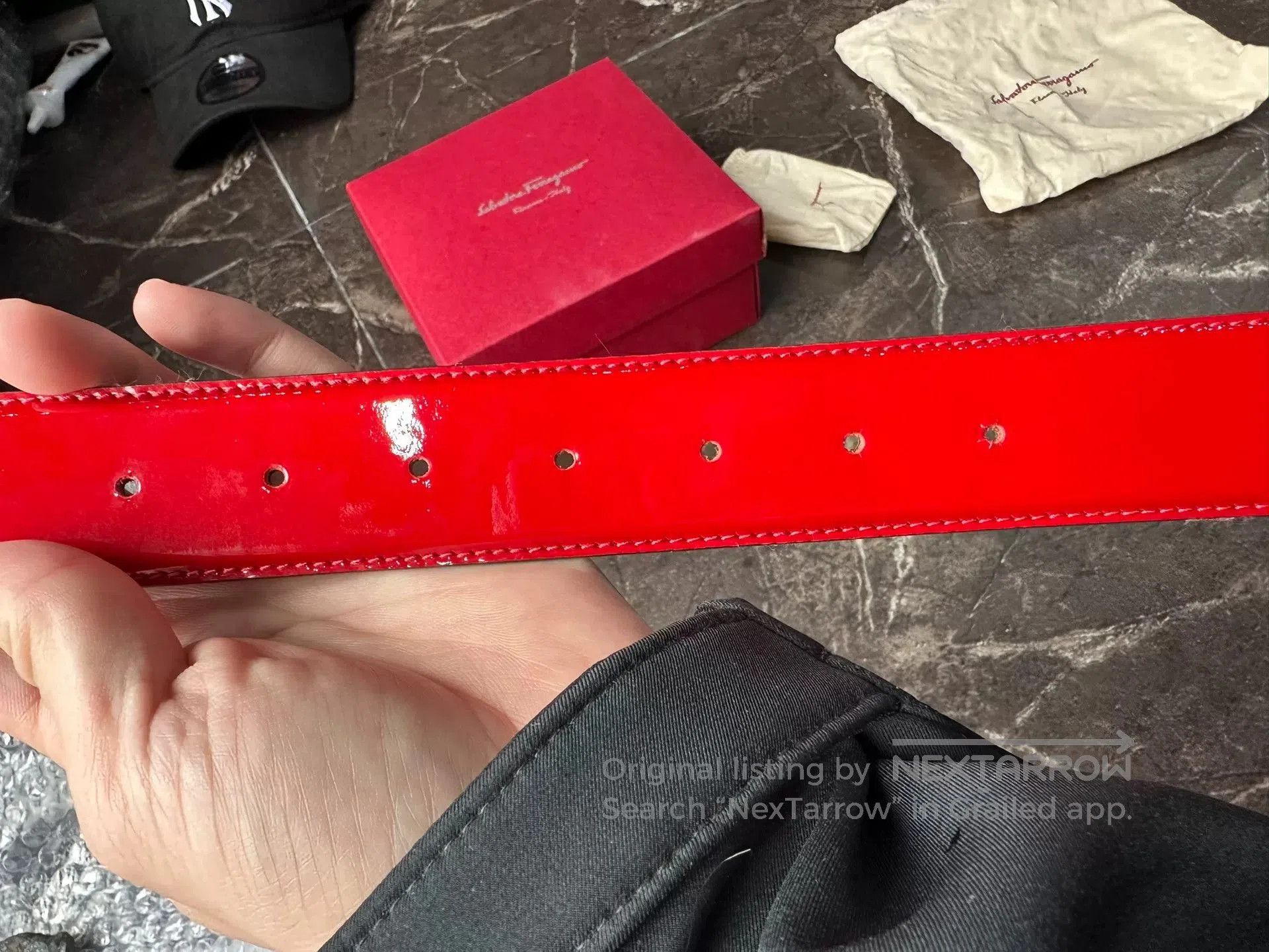 Salvatore Ferragamo Ferragamo Red Patent Leather Belt. Size ONE SIZE - 6 Thumbnail