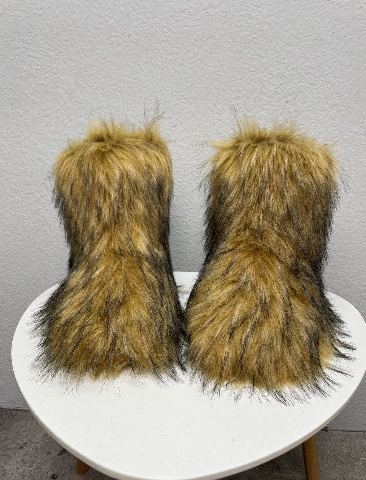 If Six Was Nine Vintage Y2K Balenciaga Style Fur Faux Leather Biker Boots Size US 9 / EU 42 - 1 Thumbnail