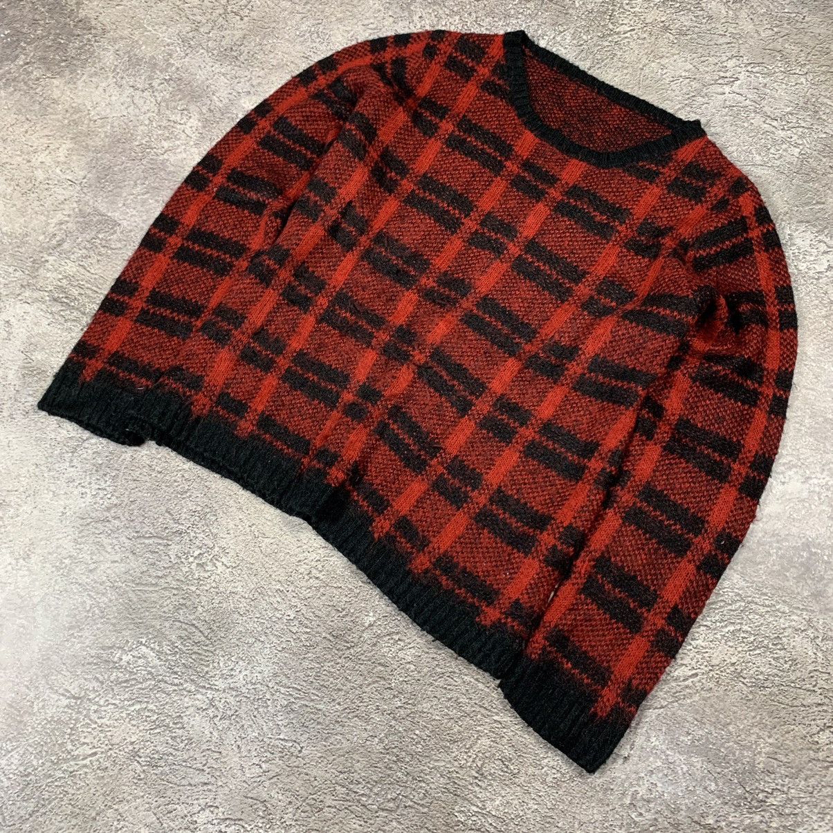 Vintage Vintage 90s Red Black Plaid Mohair Sweater Grunge Boxy L Size L / US 10 / IT 46 - 4 Thumbnail