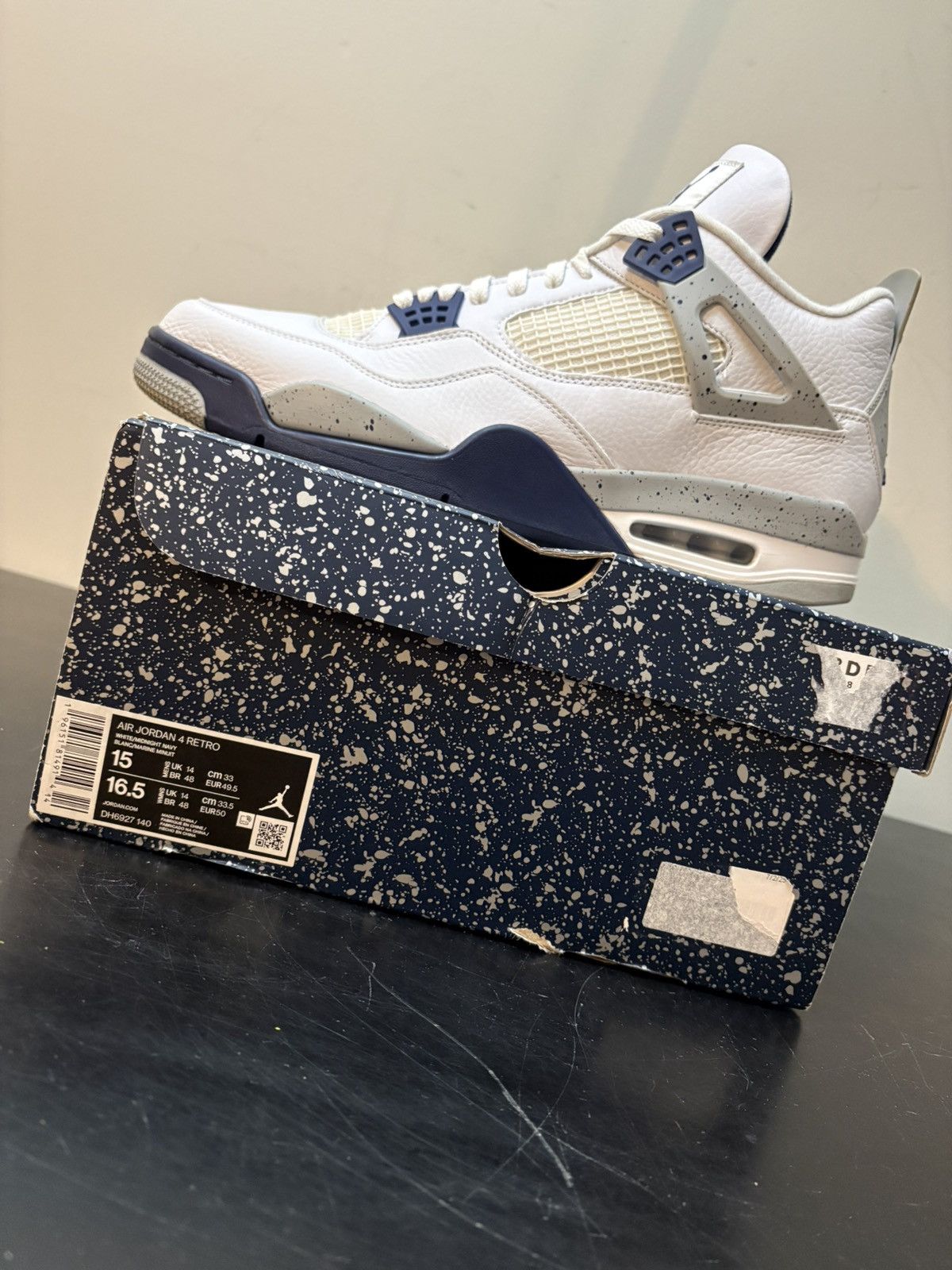Jordan Brand Nike Jordan 4 Retro Midnight Navy Size US 15 / EU 48 - 10 Thumbnail
