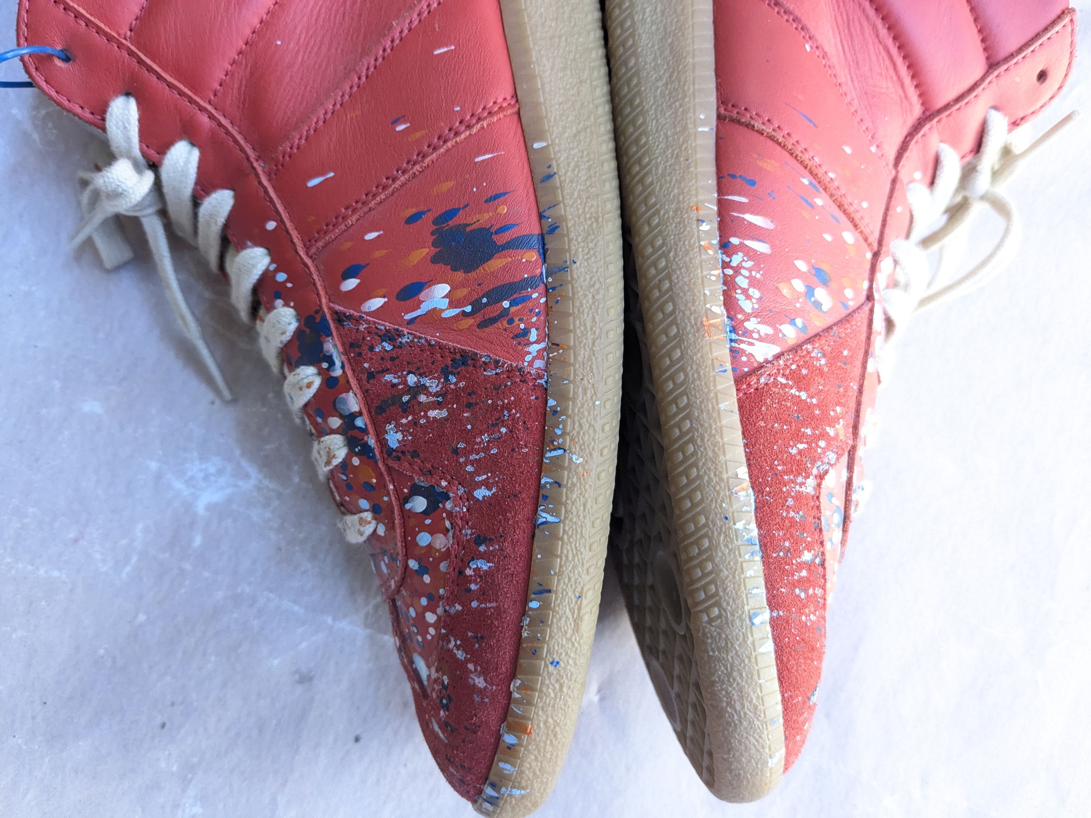 Maison Margiela Maison Margiela GAT Replica Red 9 42 Paint High Tops Size US 9 / EU 42 - 14 Thumbnail