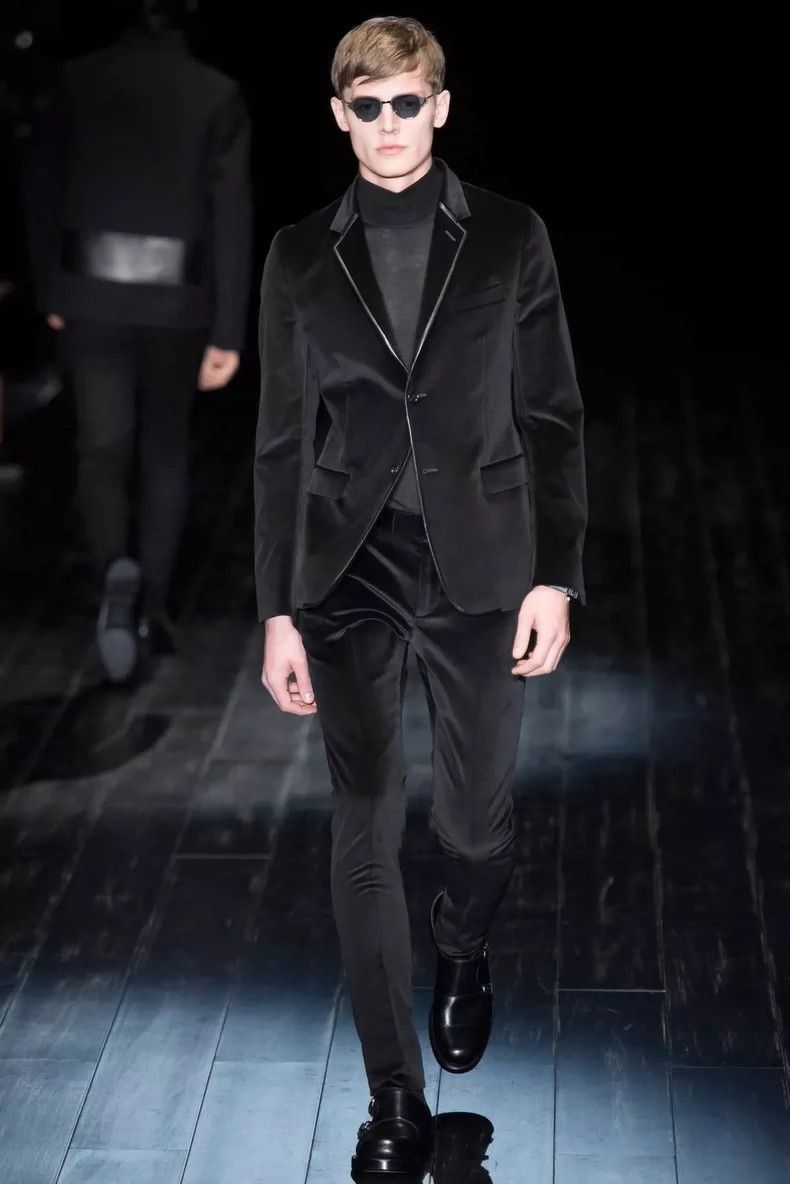 Gucci Gucci Black Wool Suit Jacket with Leather Trim-2506 Size US L / EU 52-54 / 3 - 2 Thumbnail