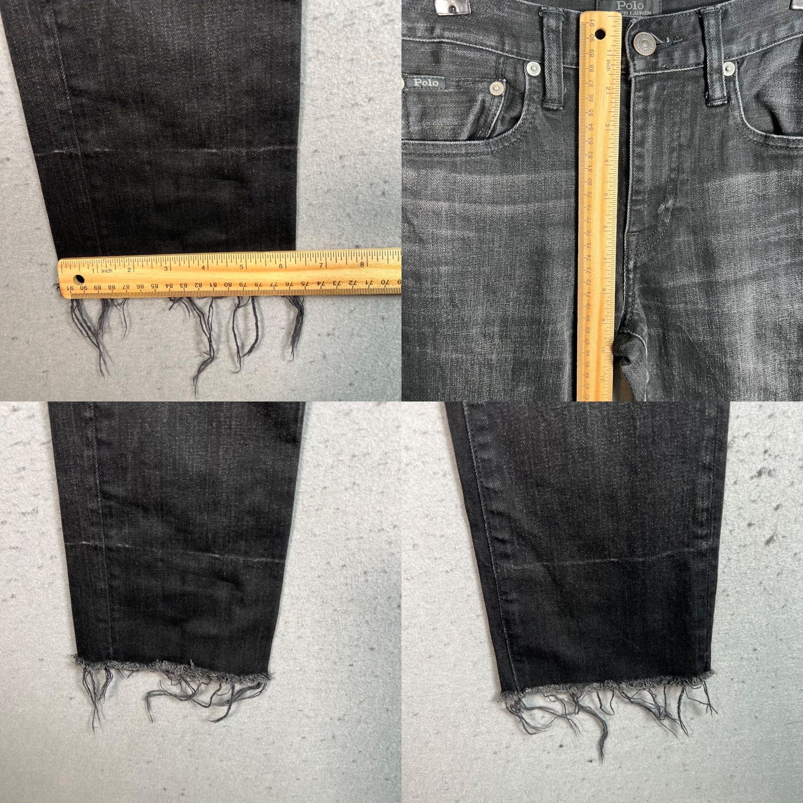 Polo Ralph Lauren Polo Ralph Lauren Jeans Womens 26 Black Skinny Distressed Raw Hem Denim 5-Pocket Rise Mid Inseam 25 Size 26" / US 2 / IT 38 - 8 Thumbnail