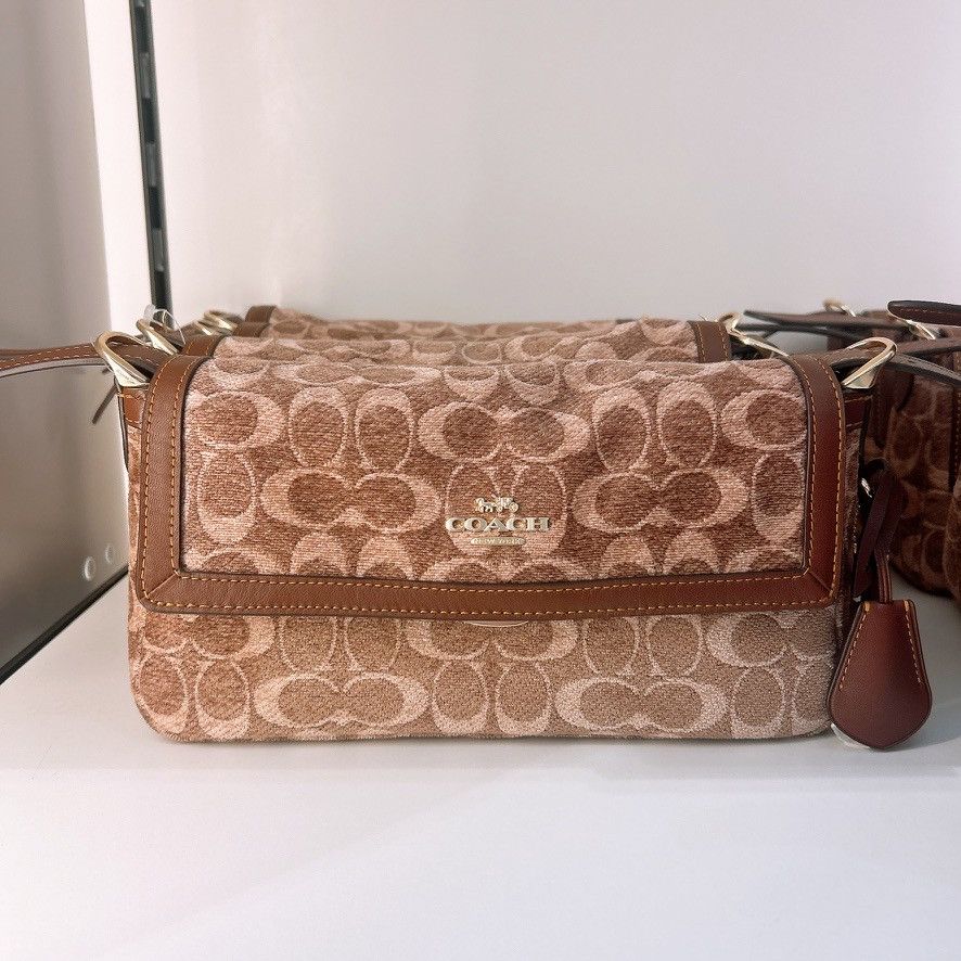 Coach Etta Small Flap Shoulder Bag In Signature Chenille CCV65 Size ONE SIZE - 1 Thumbnail