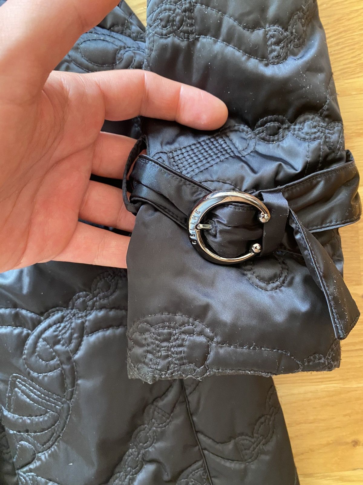 Celine CELINE Black Quilted Triomphe Logo Trench Coat Vintage 38 Size S / US 4 / IT 40 - 5 Thumbnail