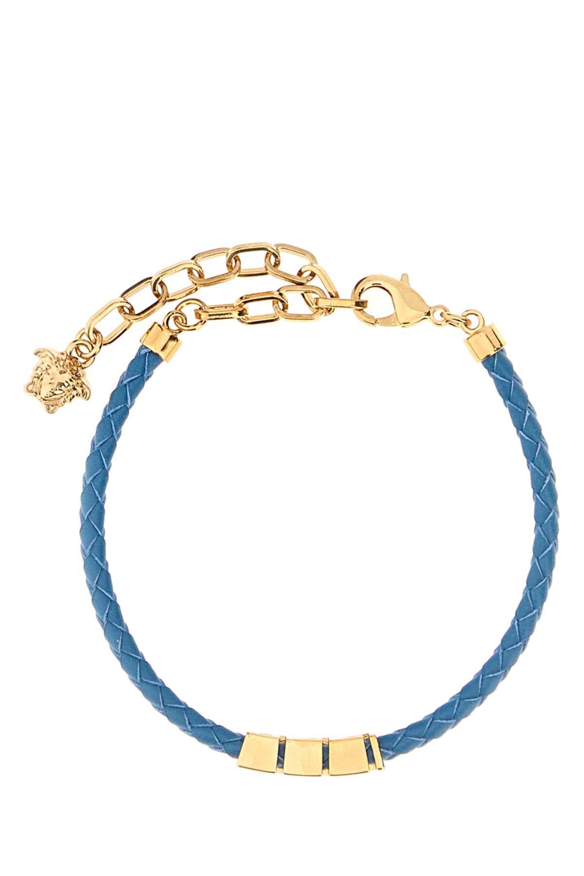 Versace Light Blue Leather Bracelet Size ONE SIZE - 1 Thumbnail