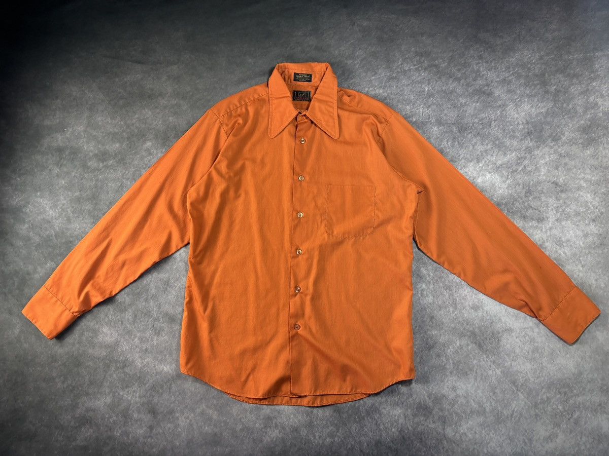 Vintage 1970s Vintage Shirt Dog Collar Disco Orange Forsyth Perma Pr Size US S / EU 44-46 / 1 - 10 Thumbnail