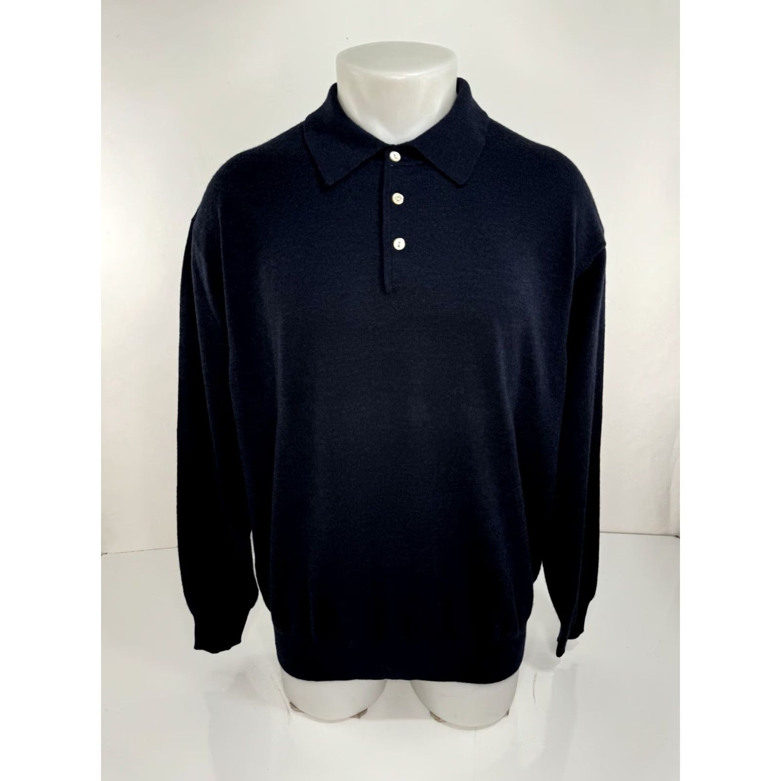 Peter Millar PETER MILLAR Sweater Collared L Blue Silk Wool Cashmere / Silk / Wool Knit Pullover - SMALL FLAW Mens L Size US L / EU 52-54 / 3 - 2 Thumbnail