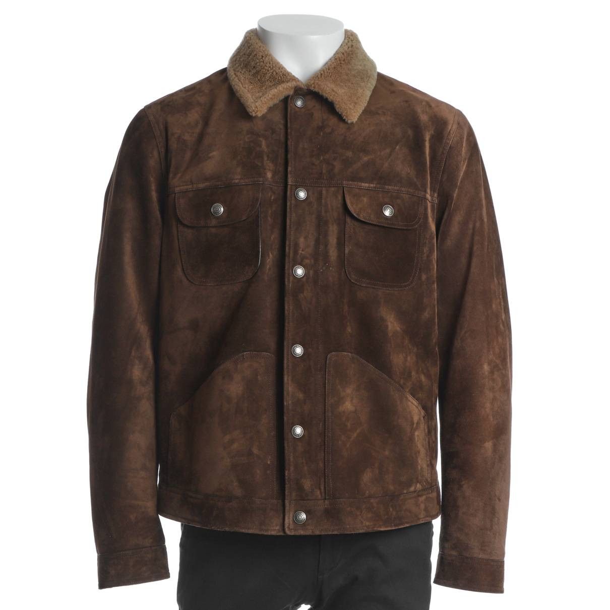 Tom Ford 8350USD Shearling-Trimmed Suede Trucker Jacket - Brown Size US L / EU 52-54 / 3 - 12 Thumbnail