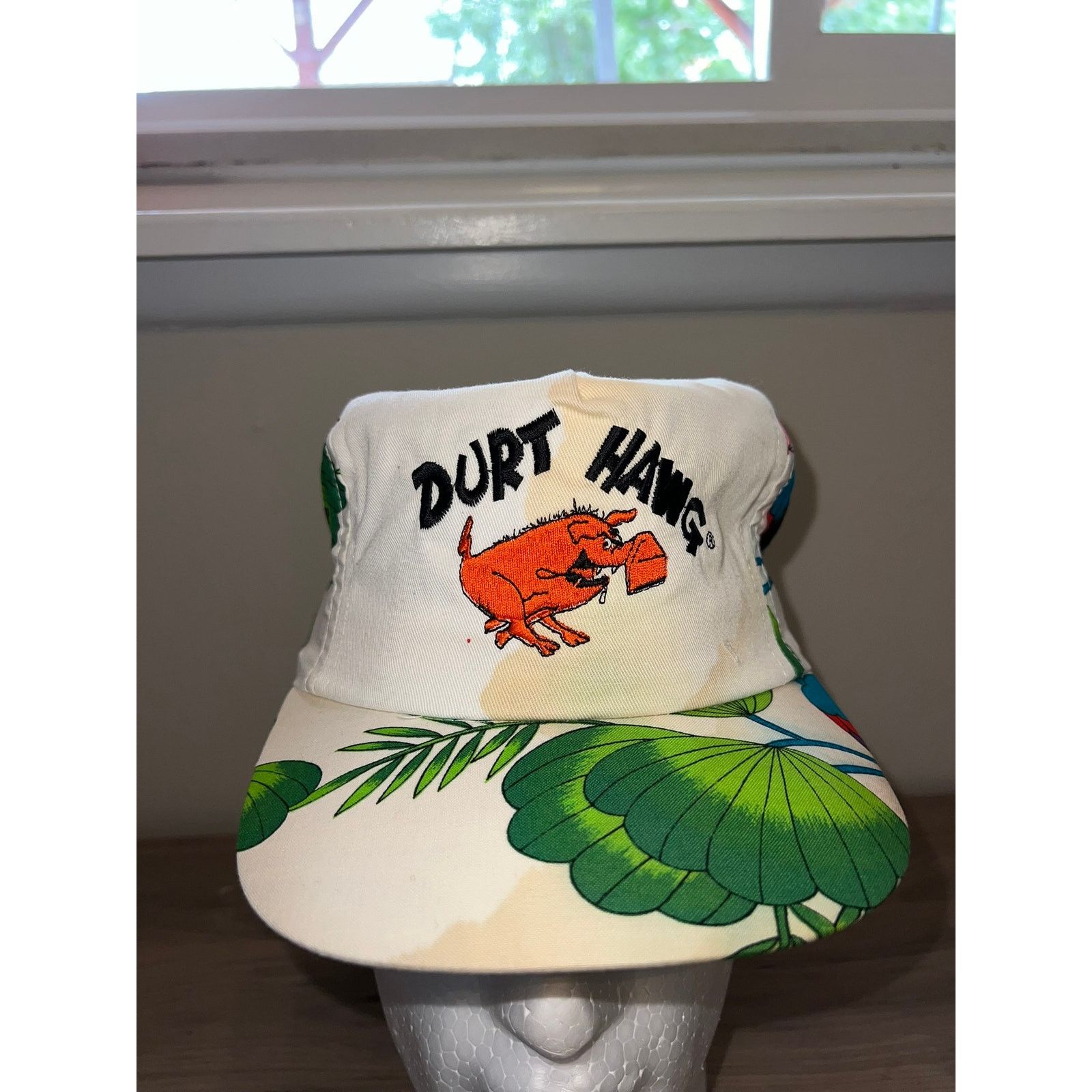 Vintage Vintage Durt Hawg Floral Bird White Hat Stained Stain VTG OS Size ONE SIZE - 1 Thumbnail