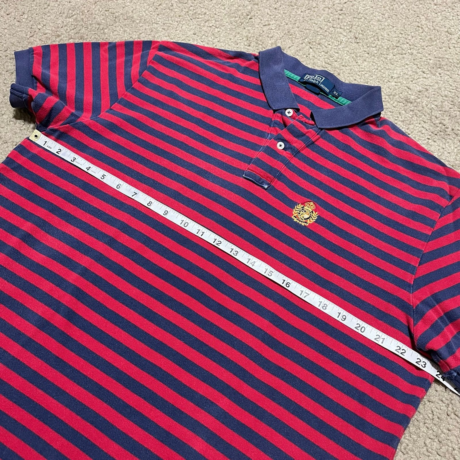 Polo Ralph Lauren Polo Ralph Lauren Red/Navy Striped Polo Shirt XL Size US XL / EU 56 / 4 - 5 Thumbnail