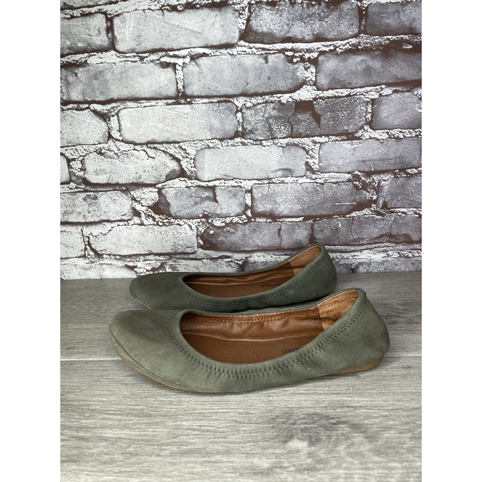 Lucky Brand Lucky Brand Olive Green Suede Erin Round Toe Ballet Flats Wo Size US 8.5 / IT 38.5 - 17 Thumbnail