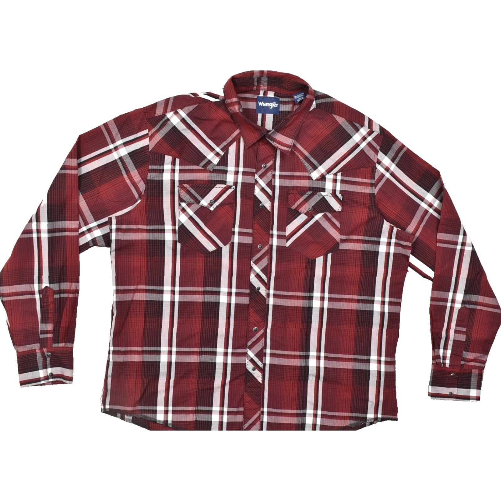 Wrangler Wrangler Men's XXL Western Snap Button Plaid Long Sleeve Shirt Red Black White Size US XXL / EU 58 / 5 - 2 Thumbnail
