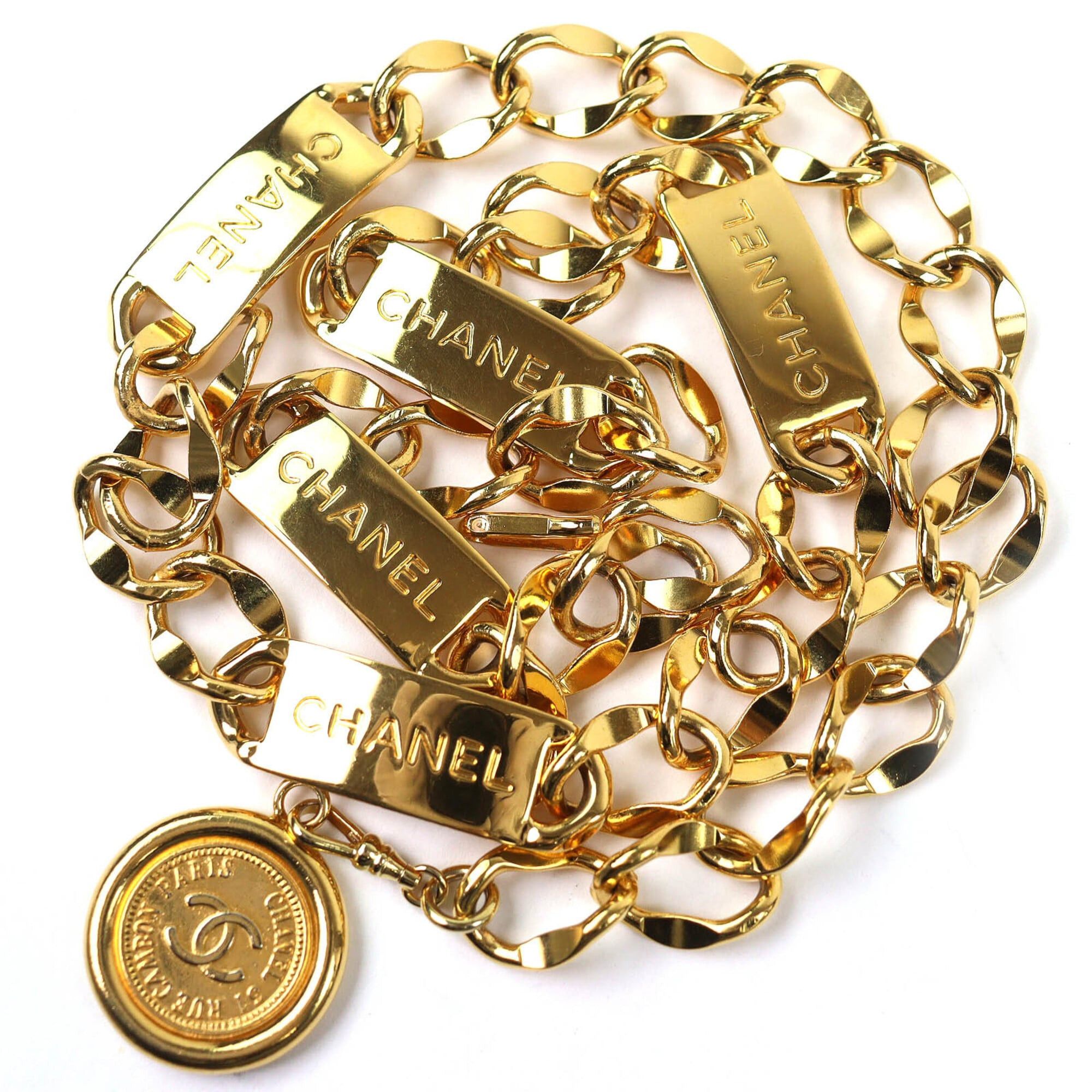 Chanel CHANEL Coco Mark Coin Motif Logo Plate Chain Belt, Approx. 88cm Total Length, Gold, Women's, Stylish, Highly Recommended ◎ Size ONE SIZE - 1 Thumbnail