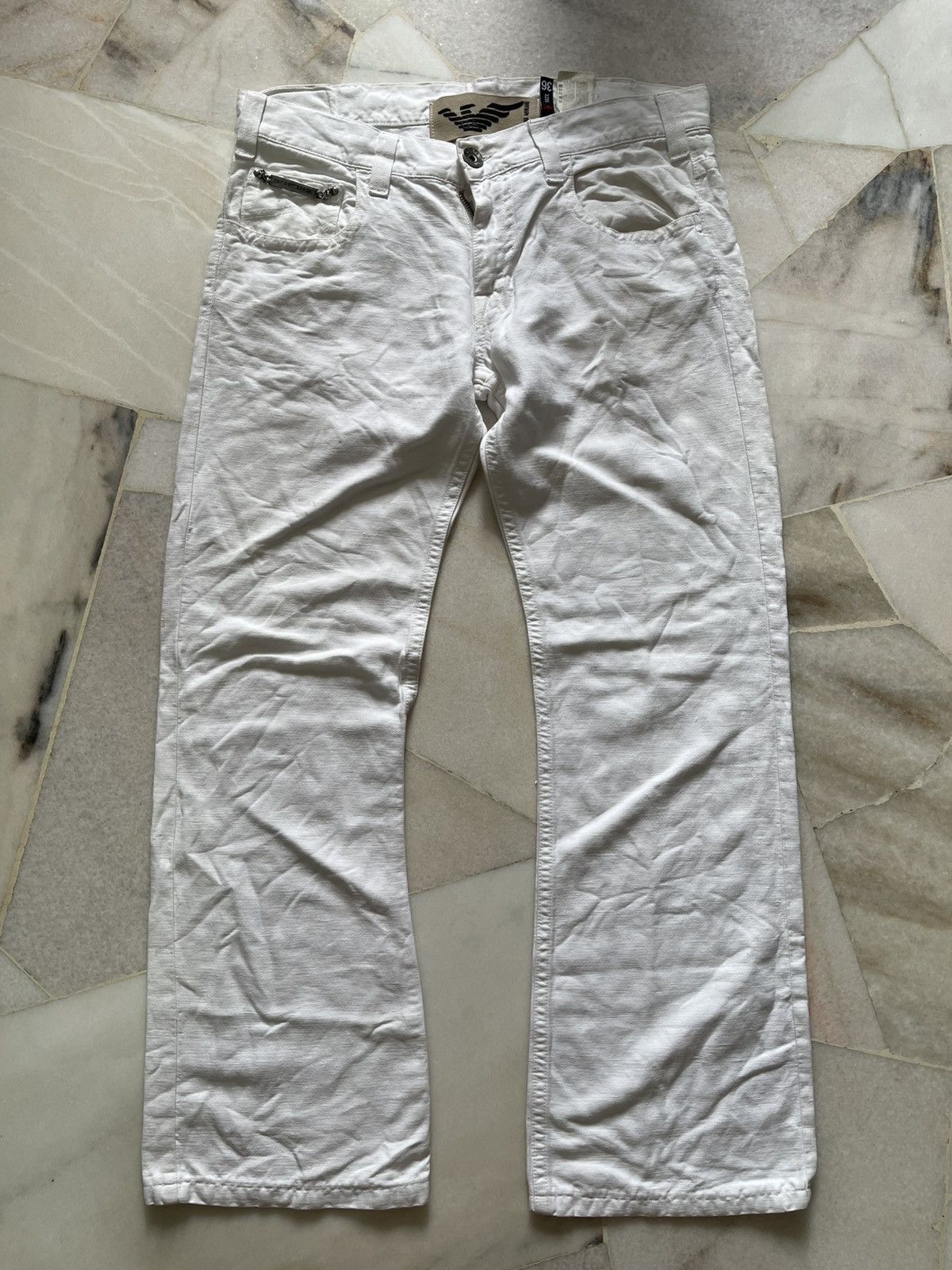 Emporio Armani Emporio Armani Metal Emblem Pocket White Denim Jeans 96 Size US 36 / EU 52 - 3 Thumbnail