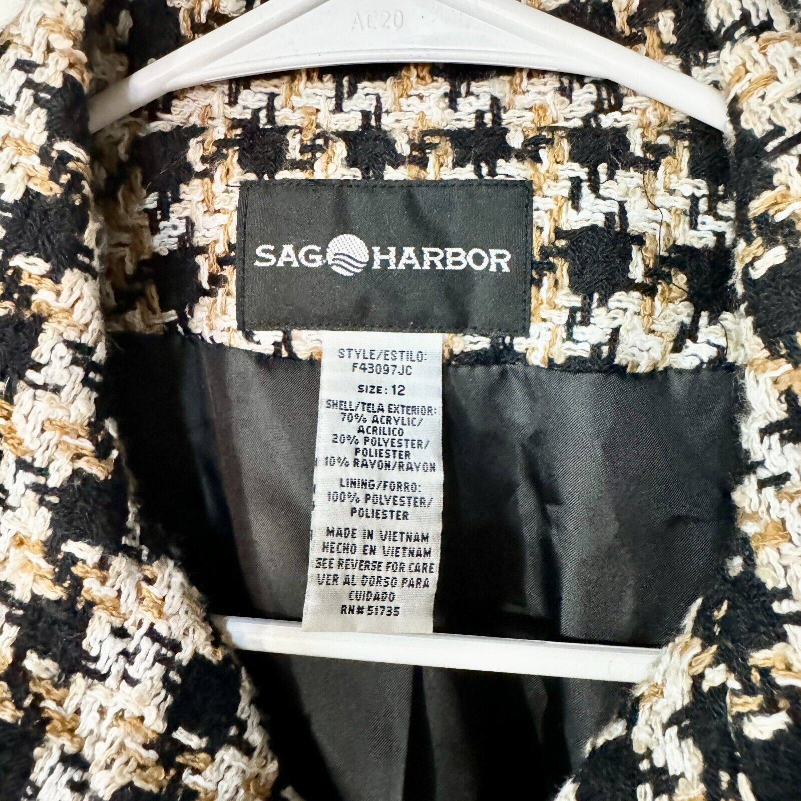 Vintage Vintage Sag Harbor Plaid Knit Black Full Zip Jacket Size 12 Size XL / US 12-14 / IT 48-50 - 3 Thumbnail