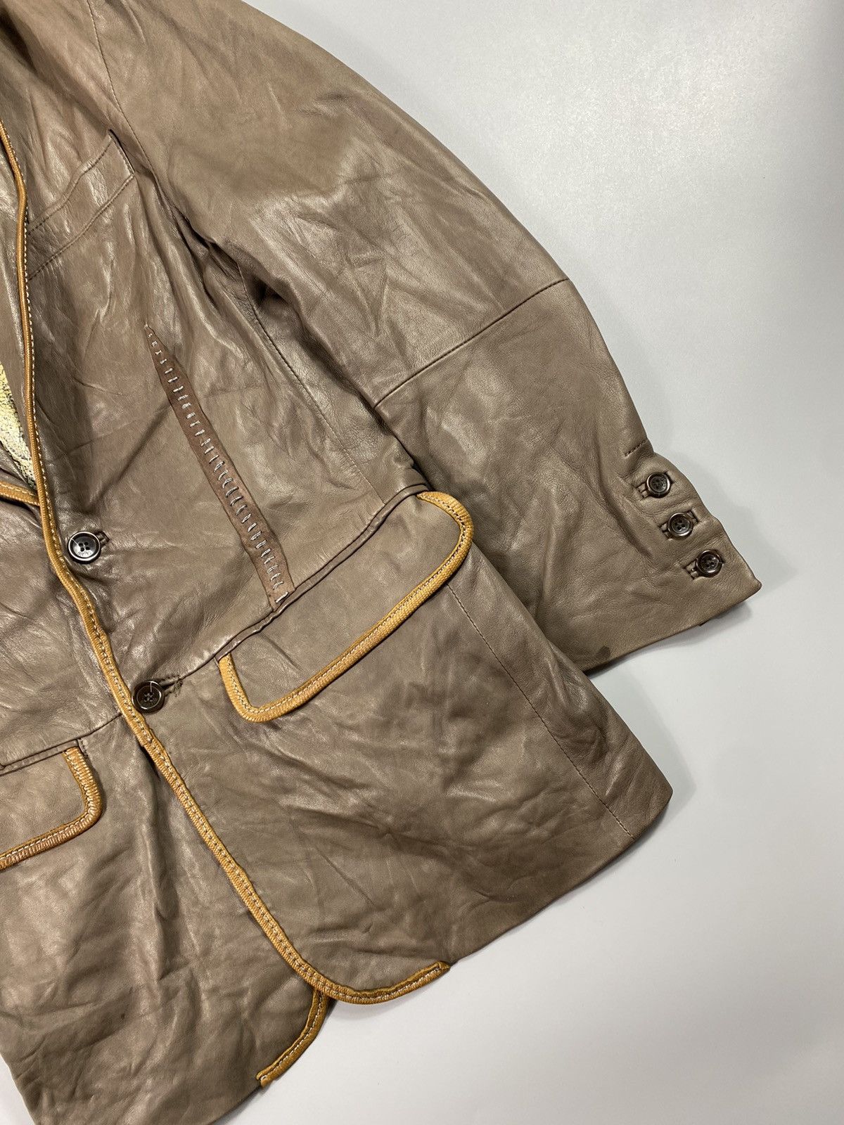 Just Cavalli × Roberto Cavalli Archive! Deconstructed Leather Blazer Jacket Size US S / EU 44-46 / 1 - 4 Thumbnail