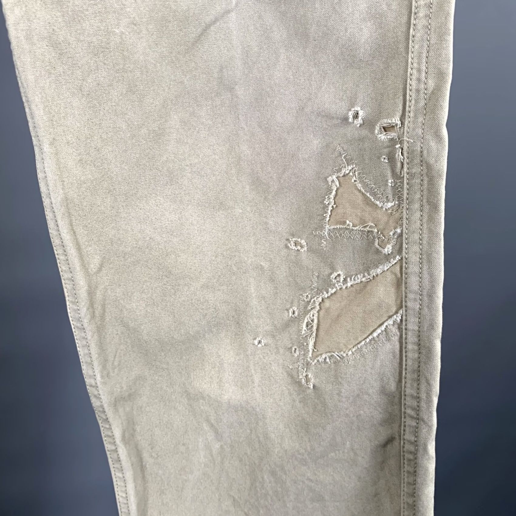 Visvim VISVIM Size L Khaki Distressed Cotton Button Fly Casual Pants Size US 33 - 2 Thumbnail