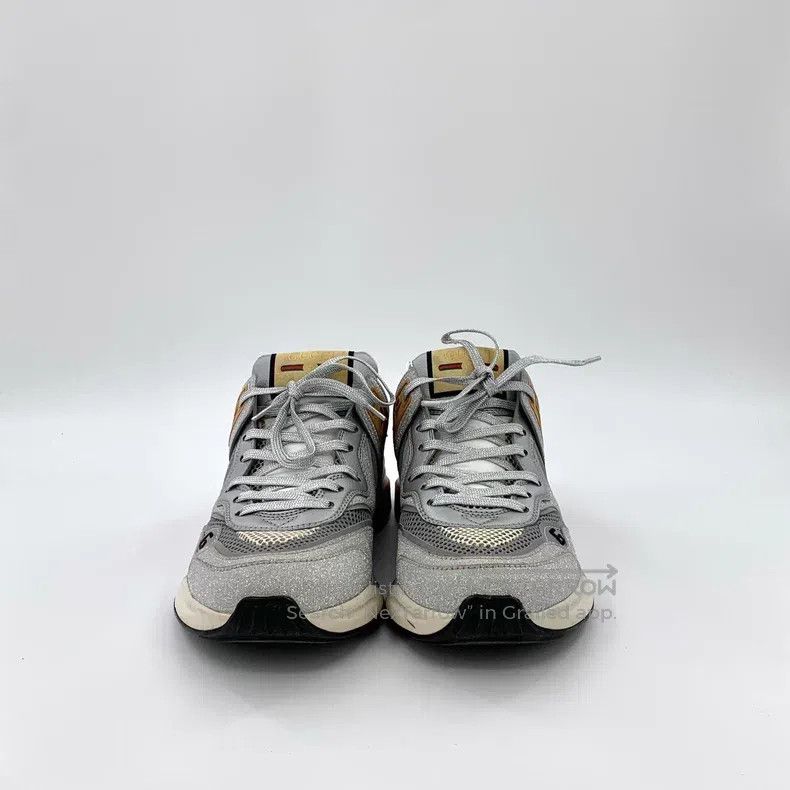 Gucci Gucci Gray glitter lace-thed casual flat sneakers Size US 7 / IT 37 - 3 Thumbnail