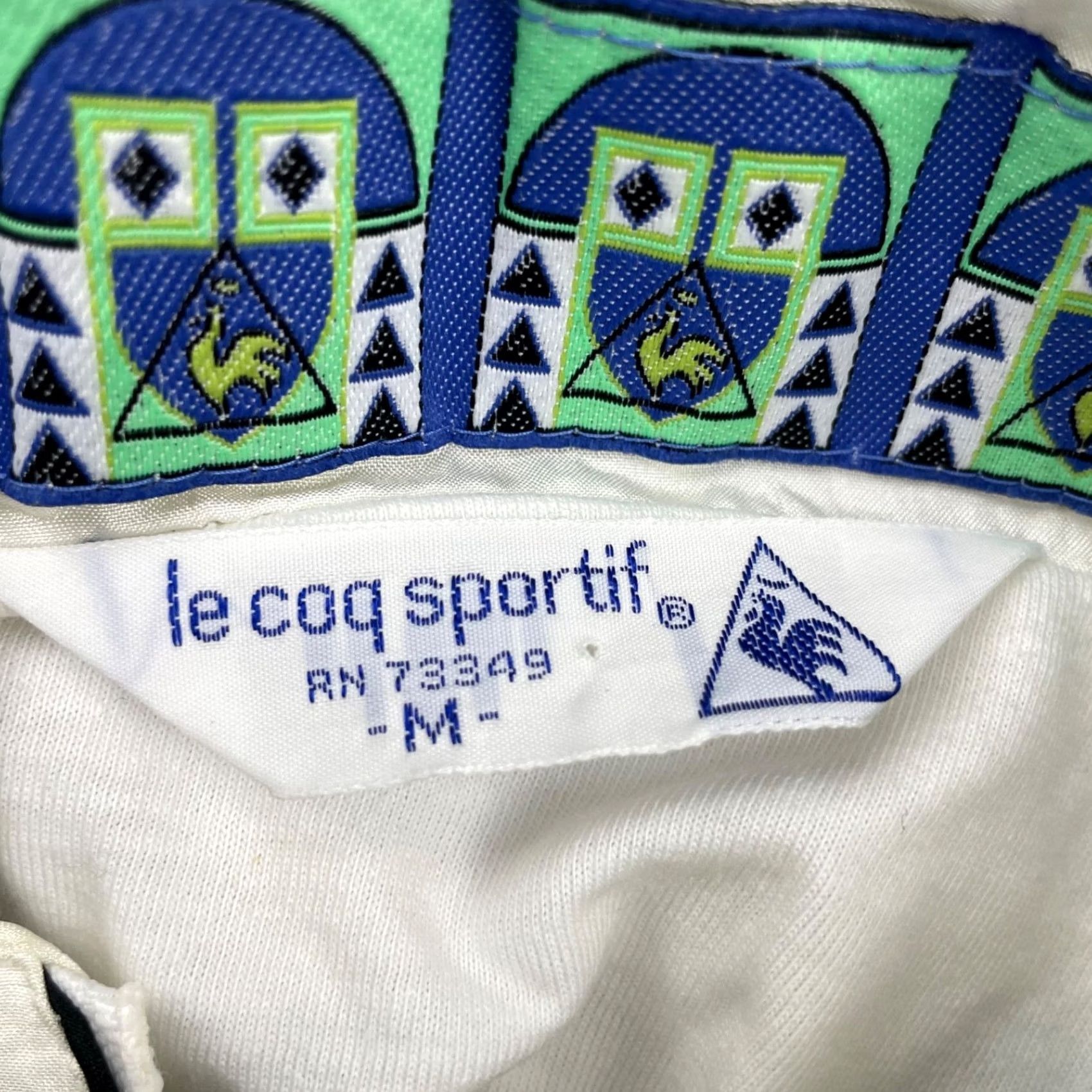 Le Coq Sportif VINTAGE Le Coq Sportif Windbreaker Jacket Medium Mens White/Blue/Green Nylon Lined Full Zip Size US M / EU 48-50 / 2 - 4 Thumbnail