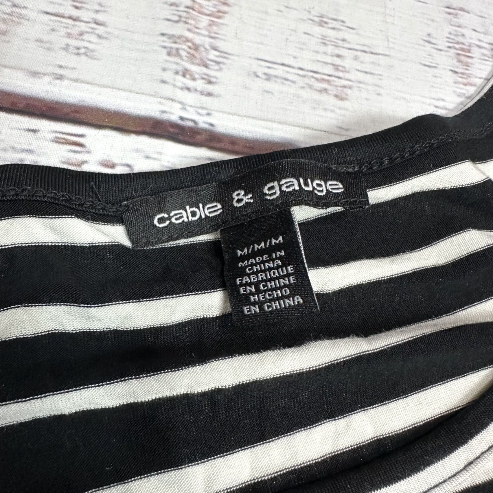 Vintage Cable & Gauge Women's Top Shirt Black White M Striped Flutter Sleeve Knot Front Size M / US 6-8 / IT 42-44 - 4 Thumbnail