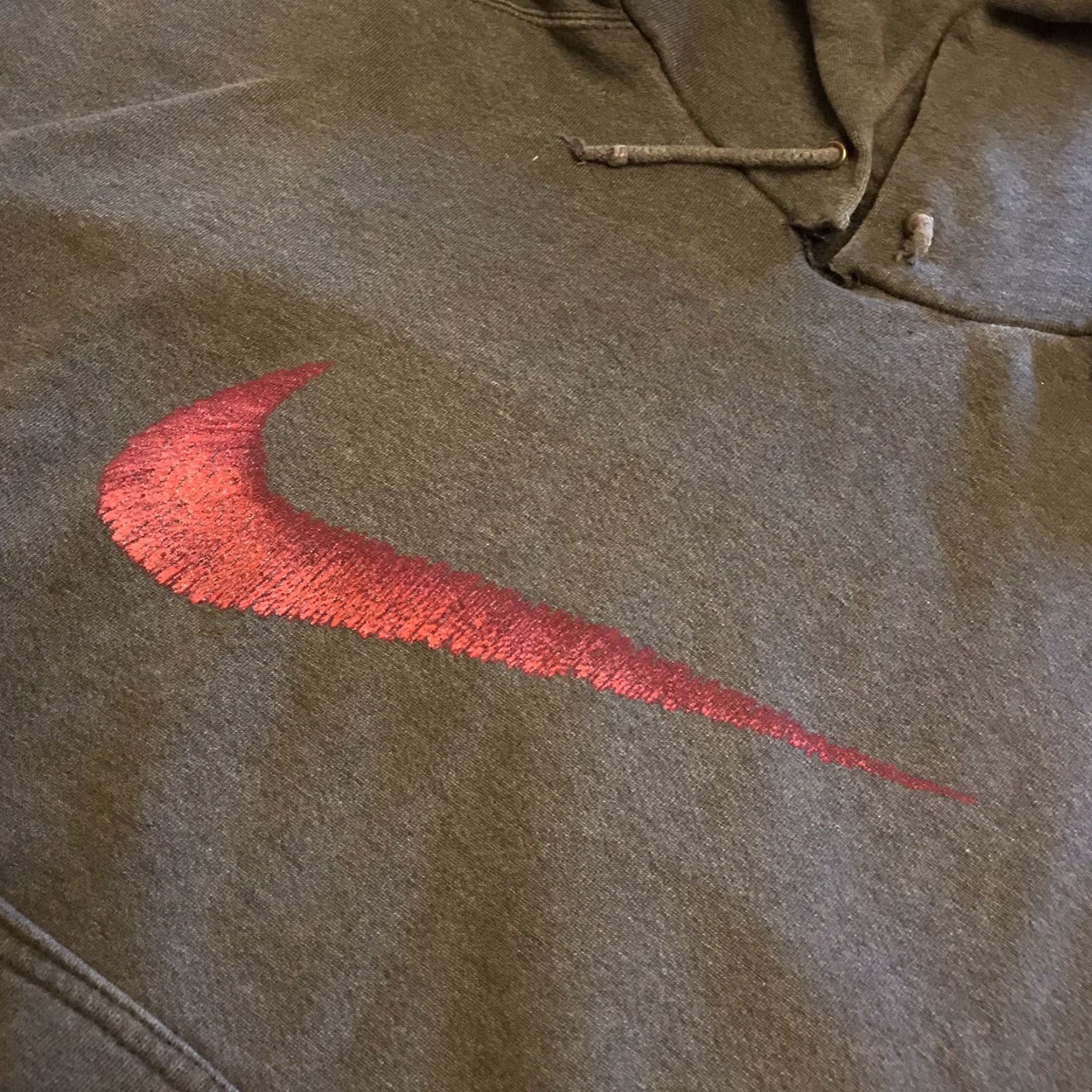 Nike VTG Nike Hoodie SweatShirt Hooded Big Swoosh Travis Scott Hype Hoodie Men L Gray Vintage Size US L / EU 52-54 / 3 - 2 Thumbnail