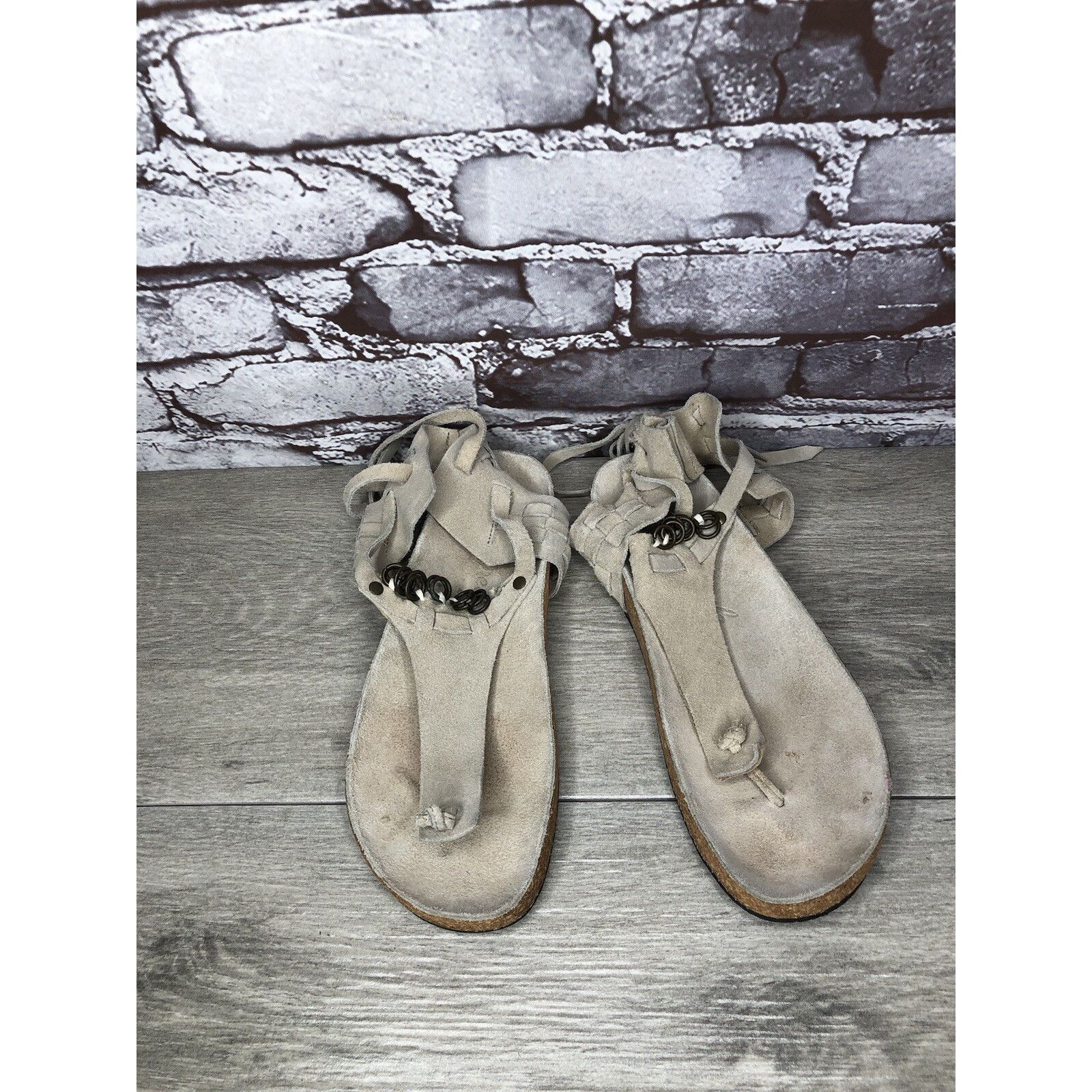 Free People Free People Grey Suede Leather Collins Thong Chain Strappy S Size US 6 / IT 36 - 13 Thumbnail