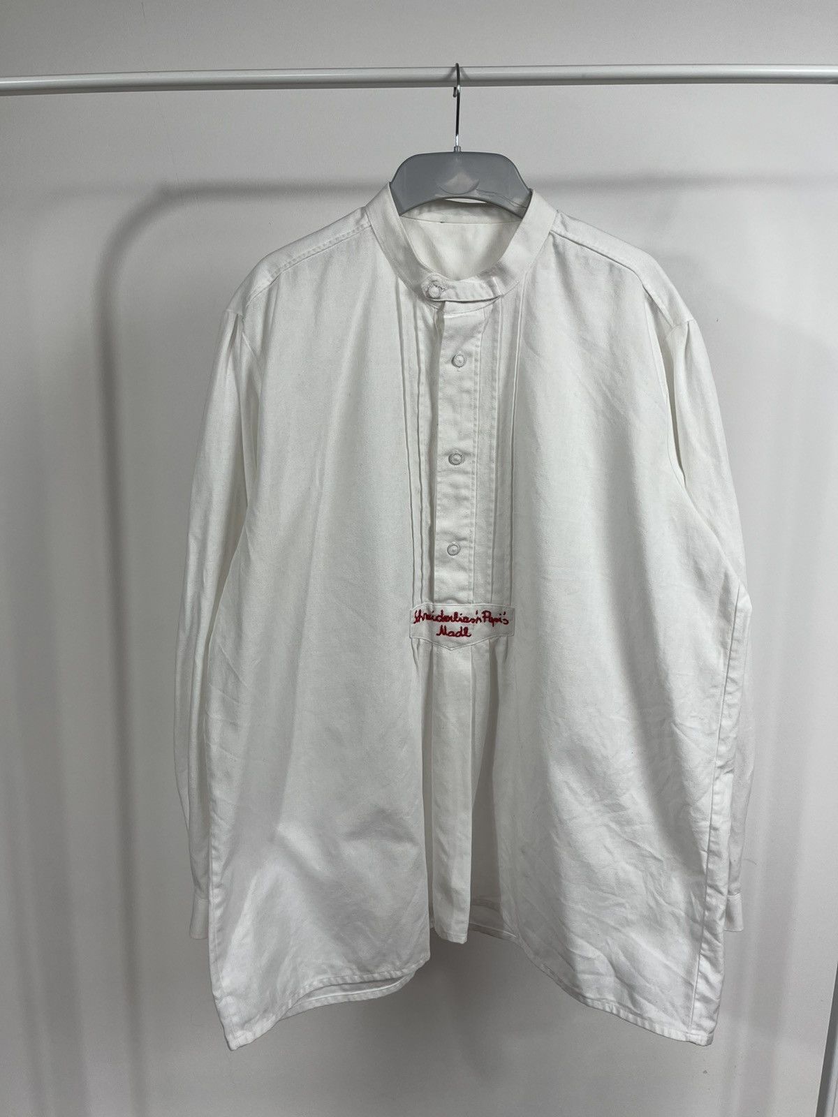 Vintage Vintage White Pleated Band Collar Shirt Paris Embroidery Size US L / EU 52-54 / 3 - 3 Thumbnail