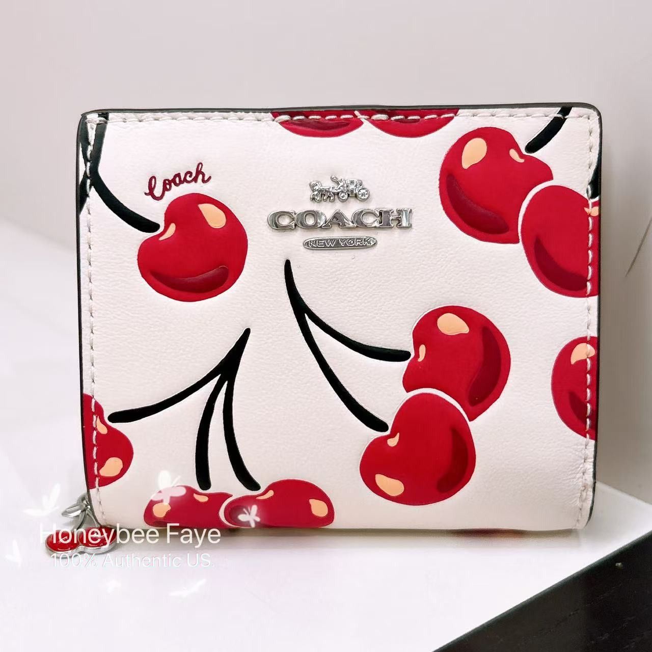 NWT Coach Snap Wallet With Cherry Print CZ618