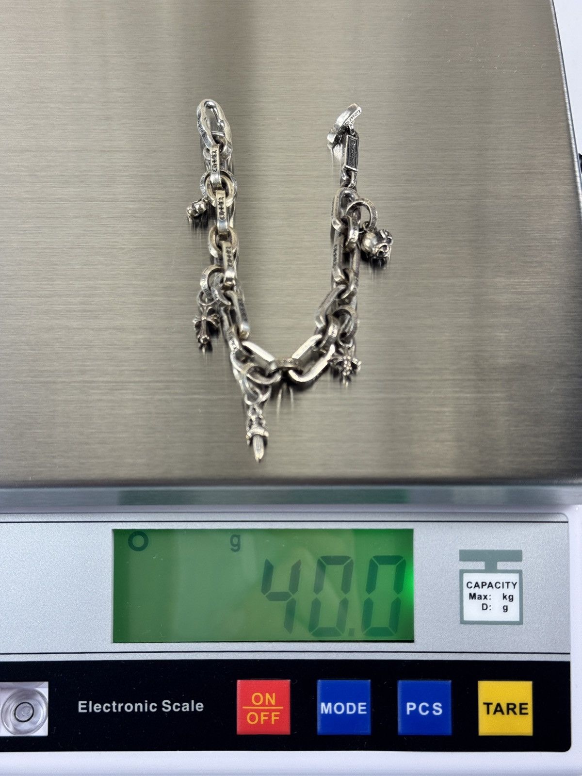 Chrome Hearts 40g STERLING SILVER PAPER E CHAIN MULTI CHARM BRACELET RARE Size ONE SIZE - 2 Thumbnail