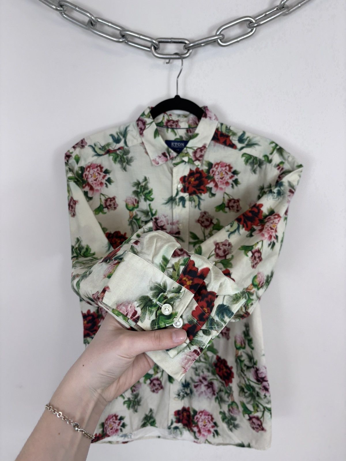 Eton Eton Men’s Slim Floral Sumo Wrestler Print Button Up Shirt Size US M / EU 48-50 / 2 - 7 Thumbnail