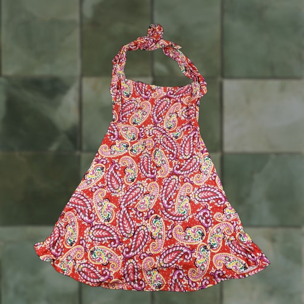 Boden VINTAGE Boden Dress Womens Size 10 Midi Sleeveless Red Paisley Casual Party/Cocktail Travel Size L / US 10 / IT 46 - 1 Thumbnail